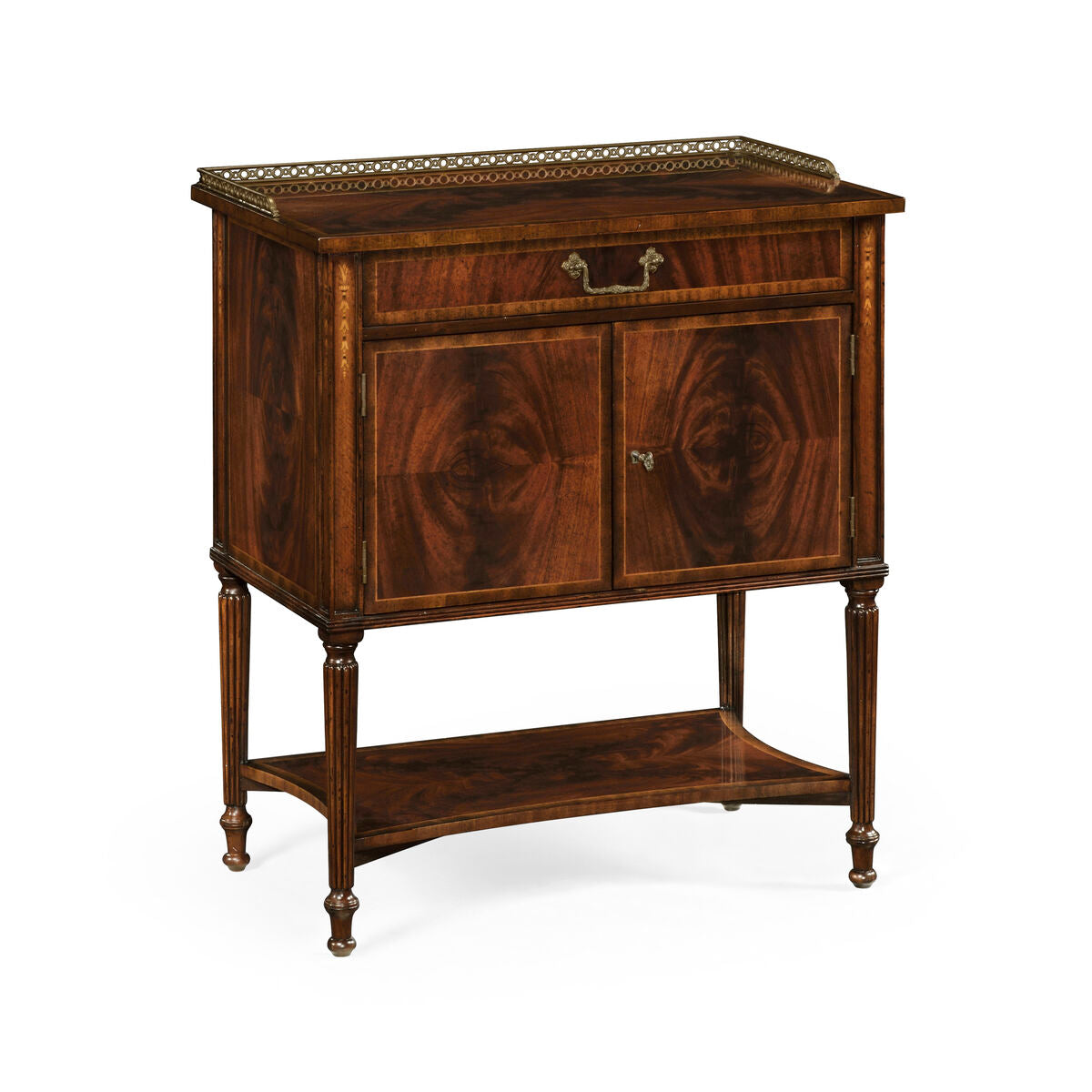 Mahogany Bedside Table w/Brass Gallery ( 493090-MAH )