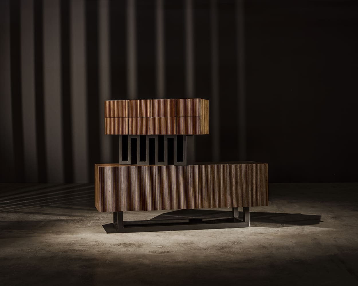 Thomson Sideboard in Dark Walnut with Matte Black — Noir Furniture