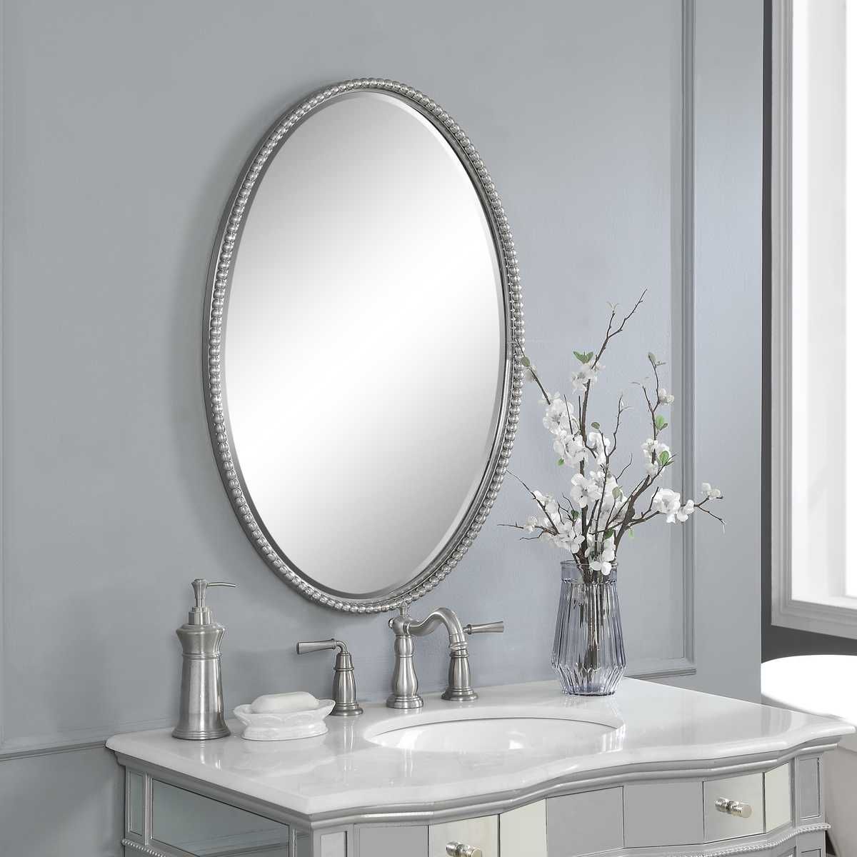 Sherise Oval Mirror, Nickel – Mirrors by Uttermost | Sutter & Vale