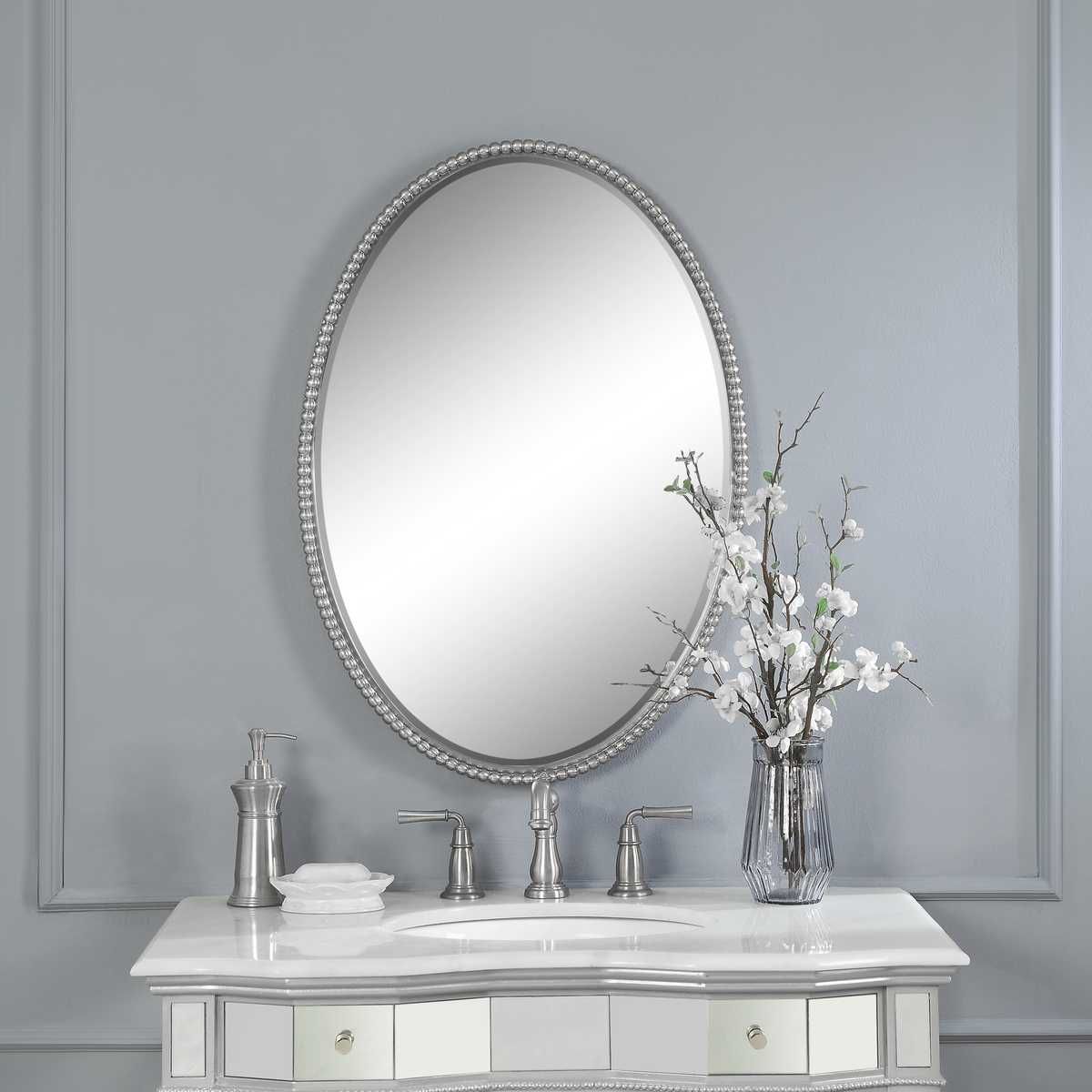 Sherise Oval Mirror, Nickel – Mirrors by Uttermost | Sutter & Vale