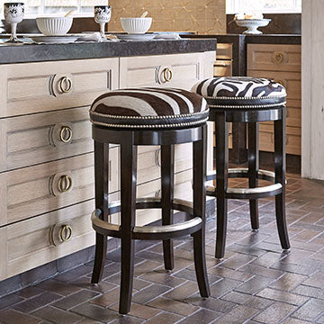 Zebrano Swivel Counter Stool - Backless – Ambella Home
