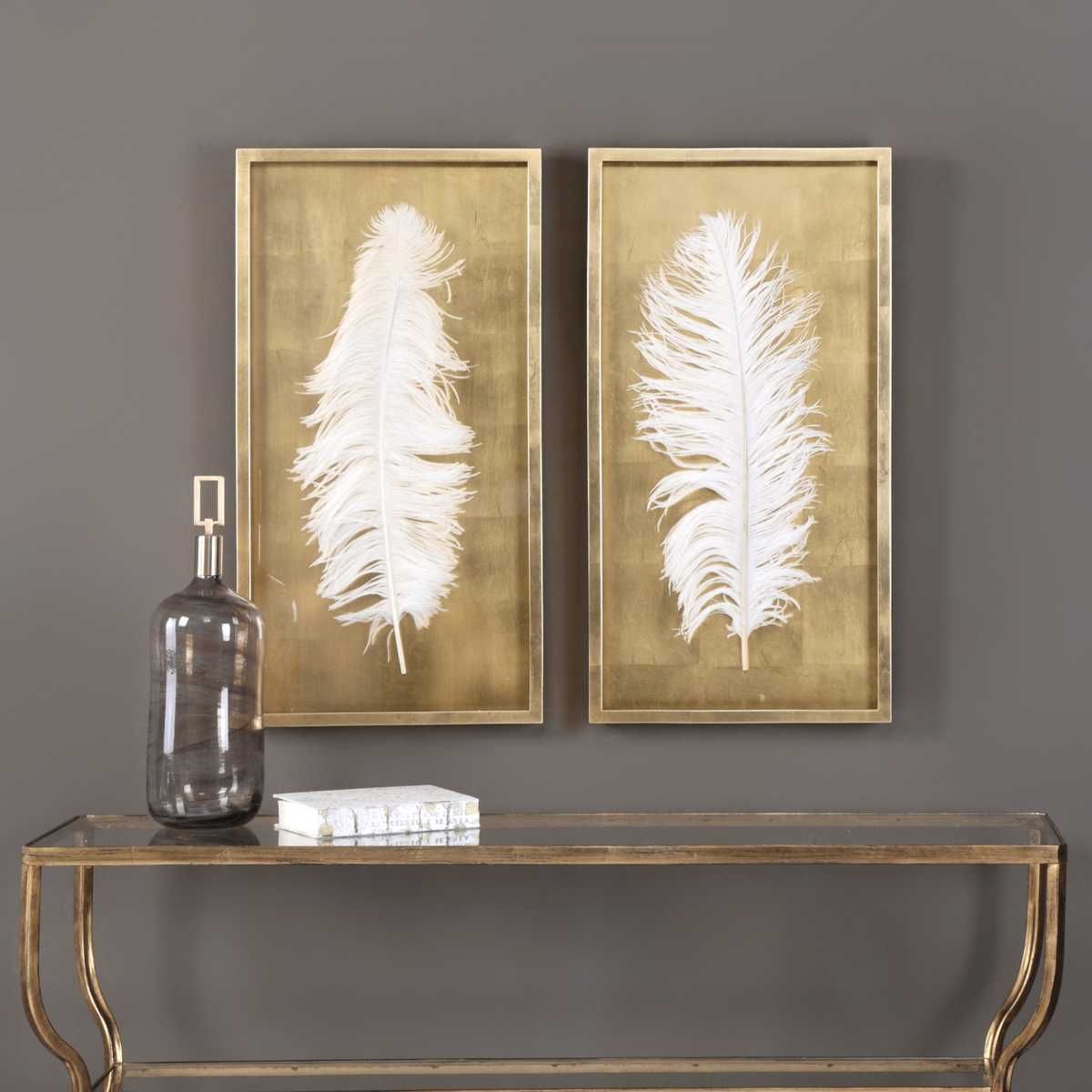 White Feathers Shadow Boxes, S/2 – Wall Decor by Uttermost | Sutter & Vale