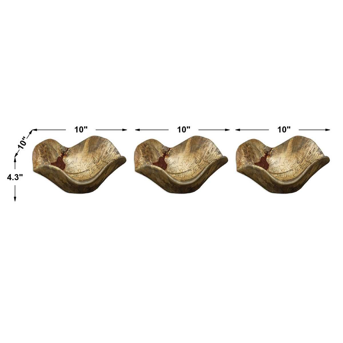 Tamarine Wood Wall Decor, S/3 – Wall Decor by Uttermost | Sutter & Vale