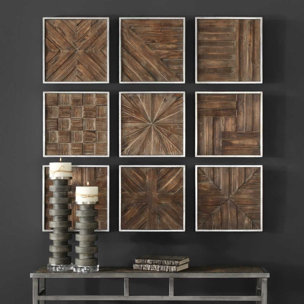 Bryndle Squares Wood Wall Decor, S/9 – Wall Decor by Uttermost | Sutter & Vale