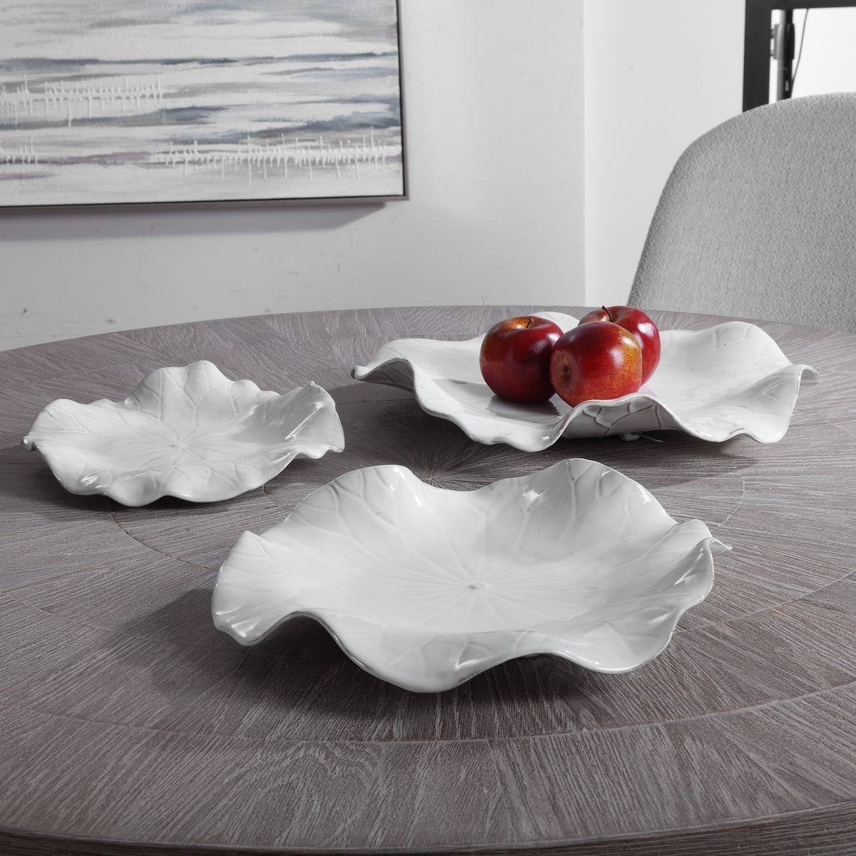 Abella Ceramic Indoor-Outdoor Wall Decor, White, S/3 – Wall Decor by Uttermost | Sutter & Vale