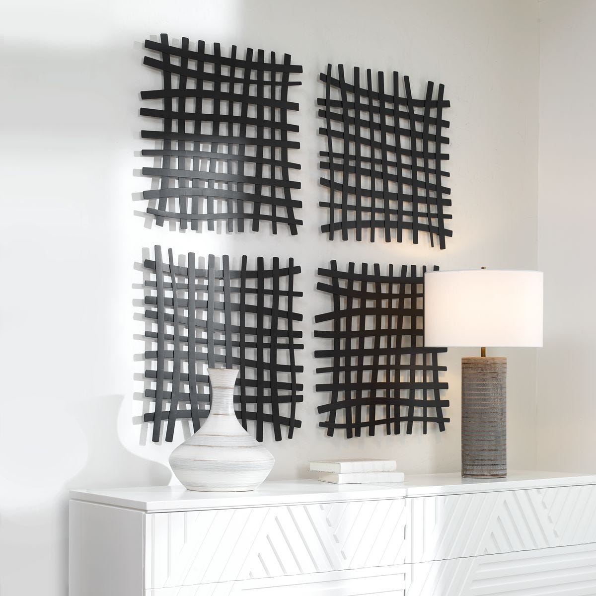 Gridlines Metal Wall Decor, Black – Wall Decor by Uttermost | Sutter & Vale