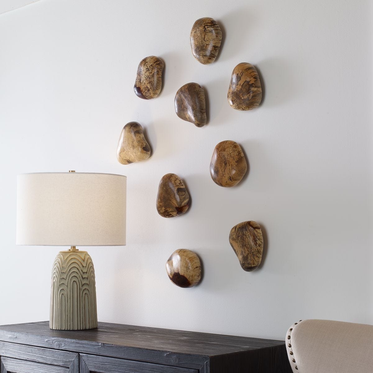 Pebbles Wood Wall Decor, Blonde, S/9 – Wall Decor by Uttermost | Sutter & Vale