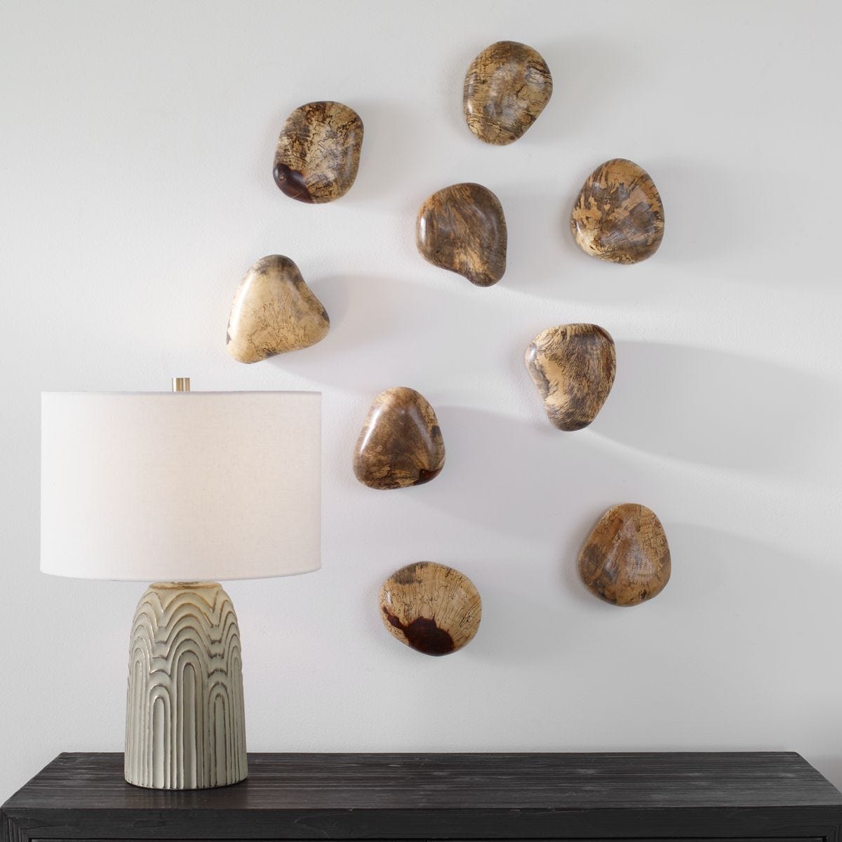 Pebbles Wood Wall Decor, Blonde, S/9 – Wall Decor by Uttermost | Sutter & Vale