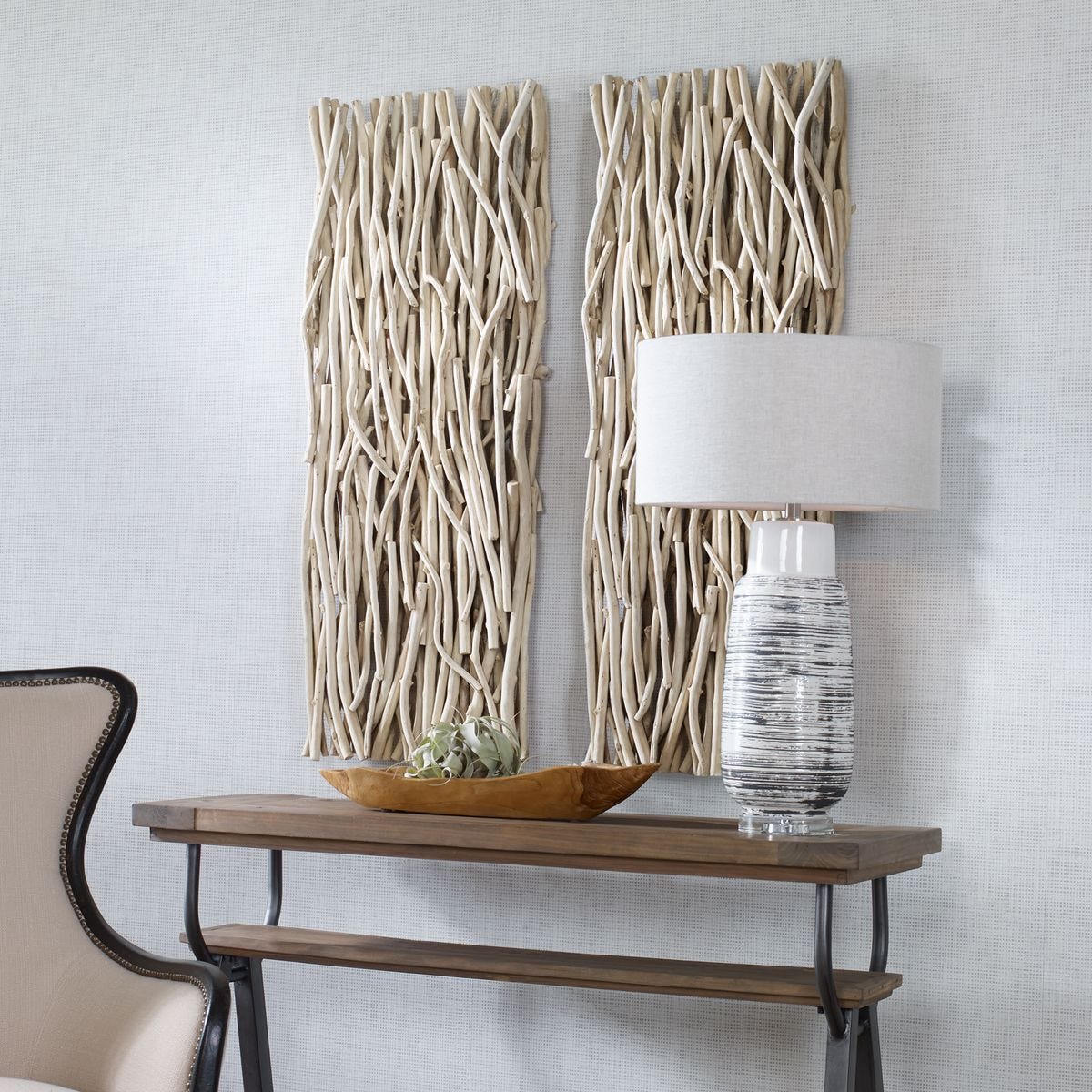 Gathered Teak Wood Wall Decor, Bleached – Wall Decor by Uttermost | Sutter & Vale