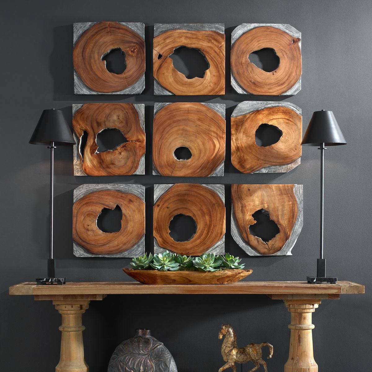 Jungle Wood Wall Decor, S/9 – Wall Decor by Uttermost | Sutter & Vale