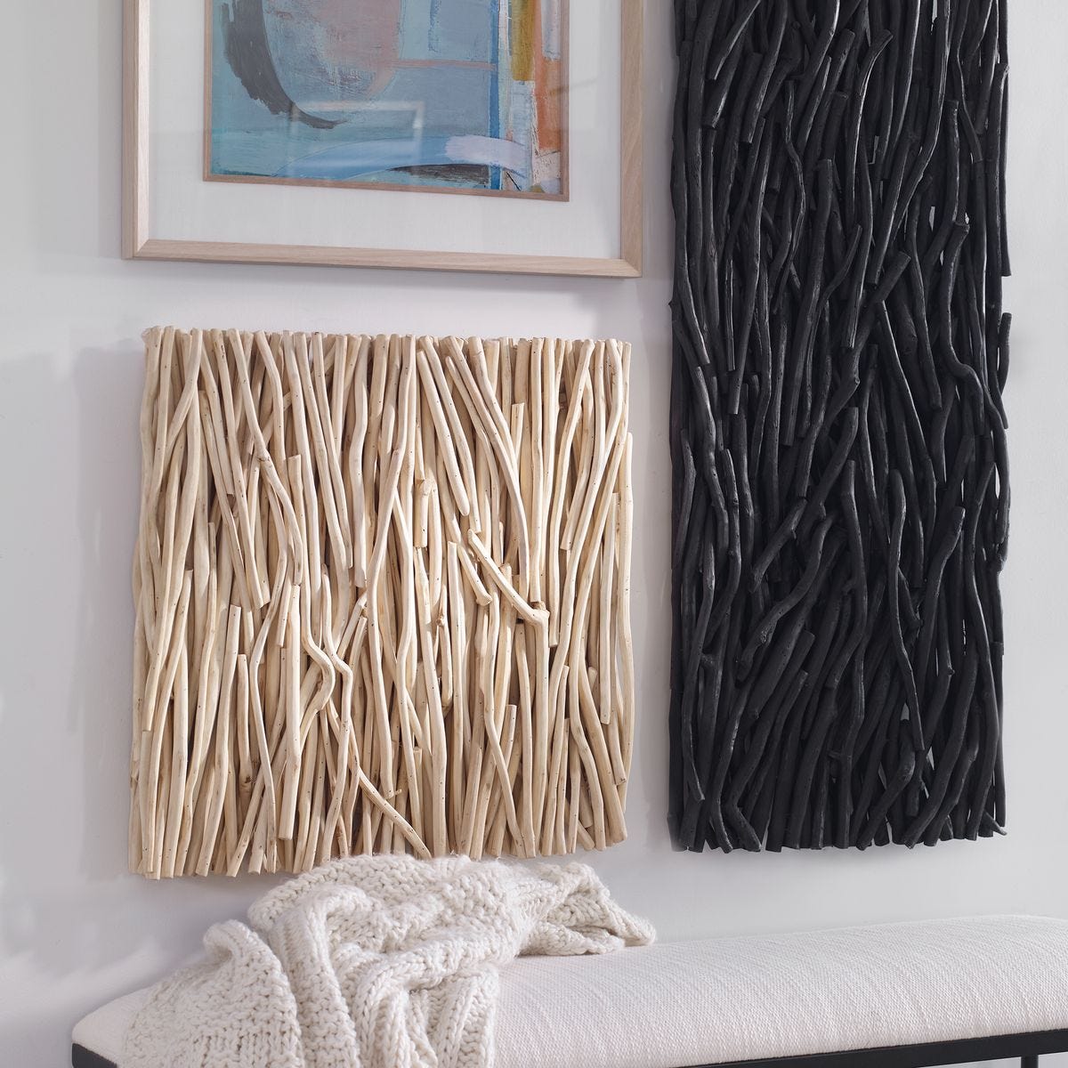 Gathered Teak Square Wood Wall Decor, Bleached – Wall Decor by Uttermost | Sutter & Vale