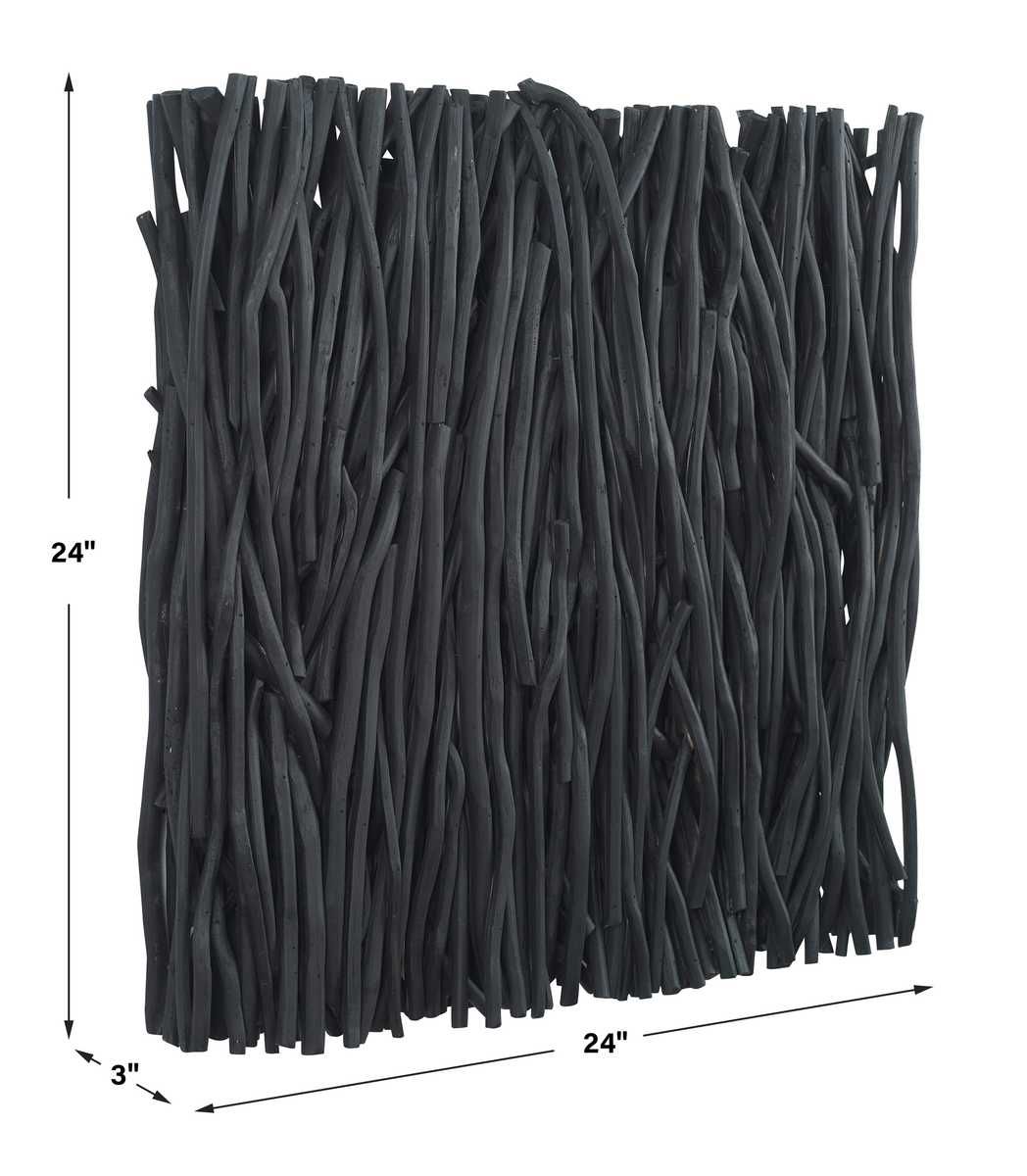 Gathered Teak Square Wood Wall Decor, Black – Wall Decor by Uttermost | Sutter & Vale
