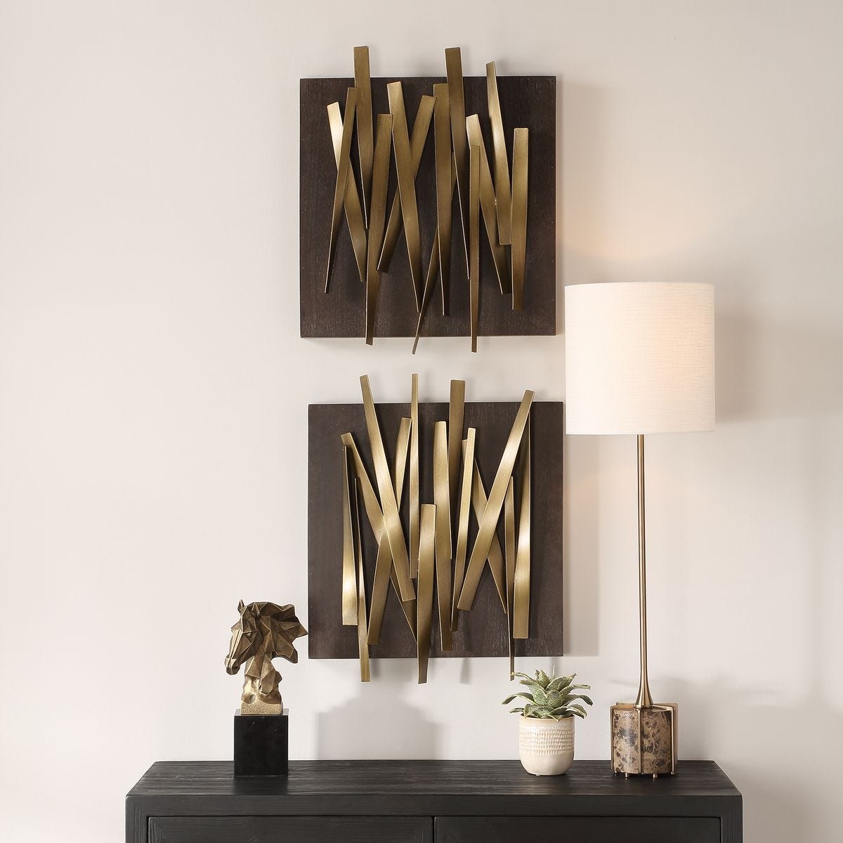 Crosshatch Metal Wall Decor, S/2 – Wall Decor by Uttermost | Sutter & Vale