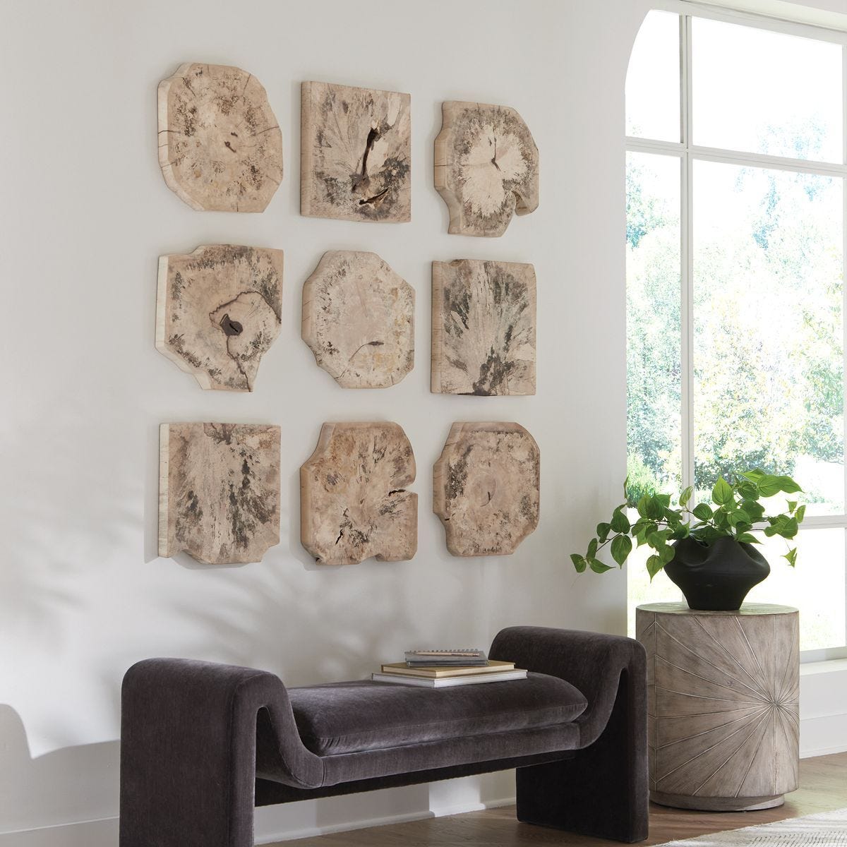Bahati Wood Wall Decor, Bleached, S/9 – Wall Decor by Uttermost | Sutter & Vale