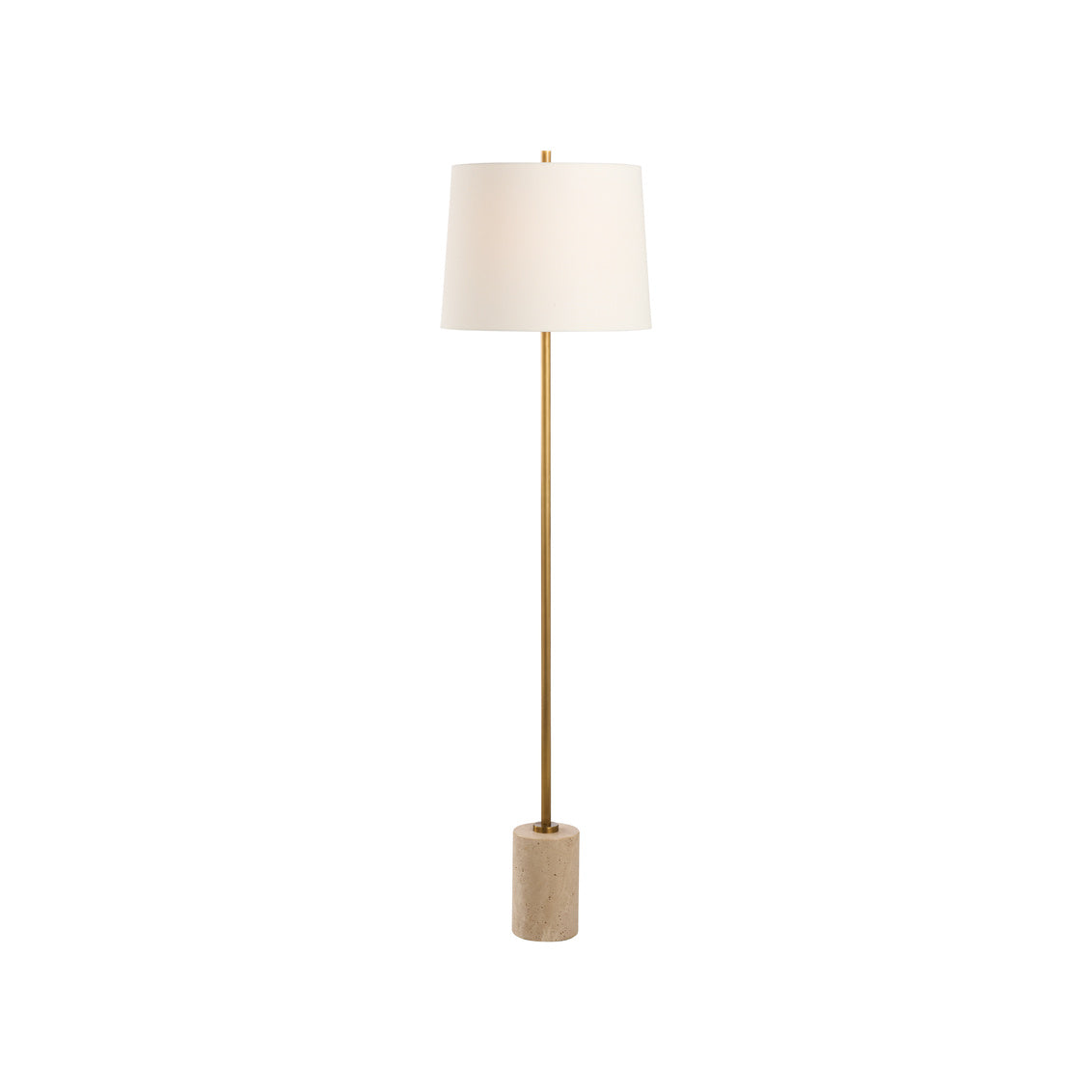 Lambeth Floor Lamp - Travertine in Natural White/Antique Brass / Travertine - Chelsea House