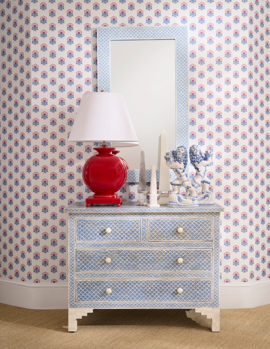 Elgon Mirror - Blue in 30 / Bone - Chelsea House