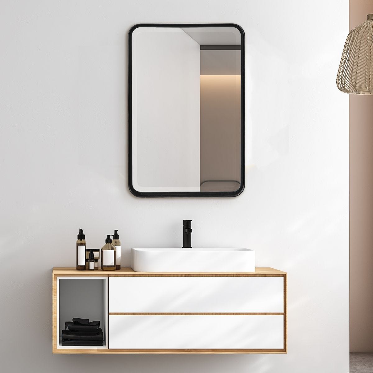 Crofton Vanity Mirror, Black – Mirrors by Uttermost | Sutter & Vale