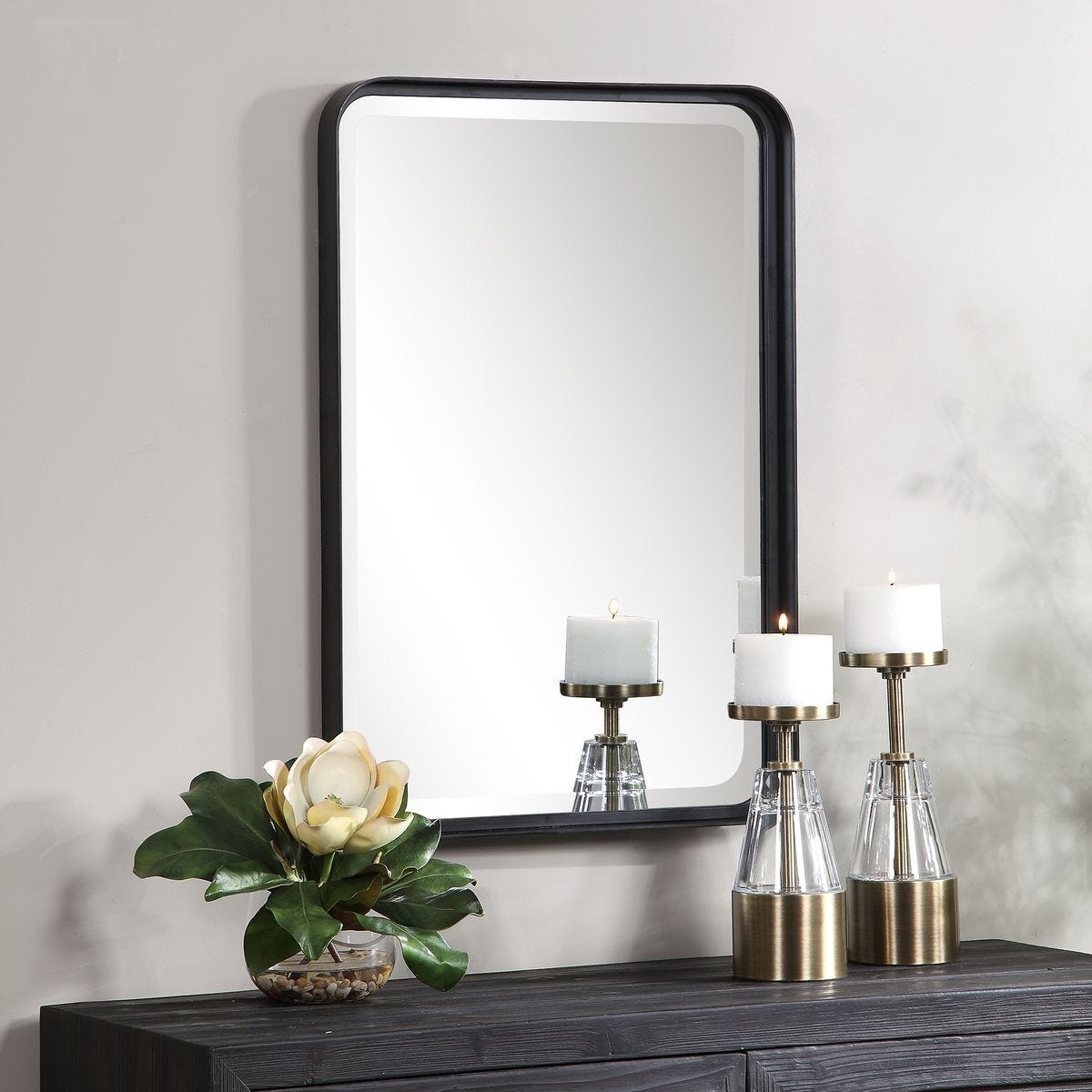 Crofton Vanity Mirror, Black – Mirrors by Uttermost | Sutter & Vale