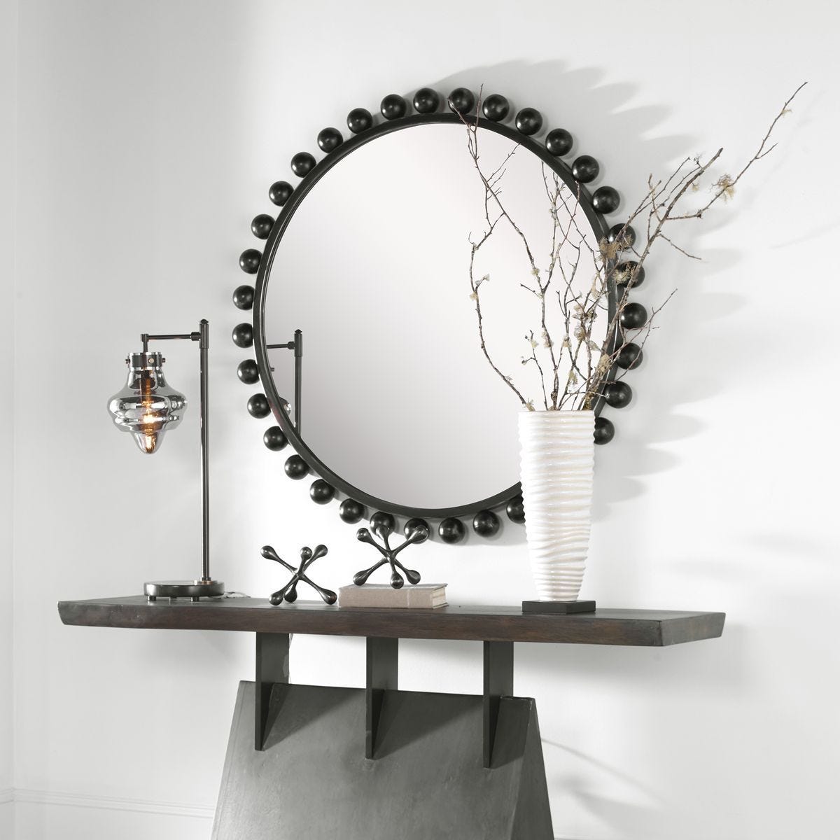 Cyra Round Mirror, Black – Mirrors by Uttermost | Sutter & Vale