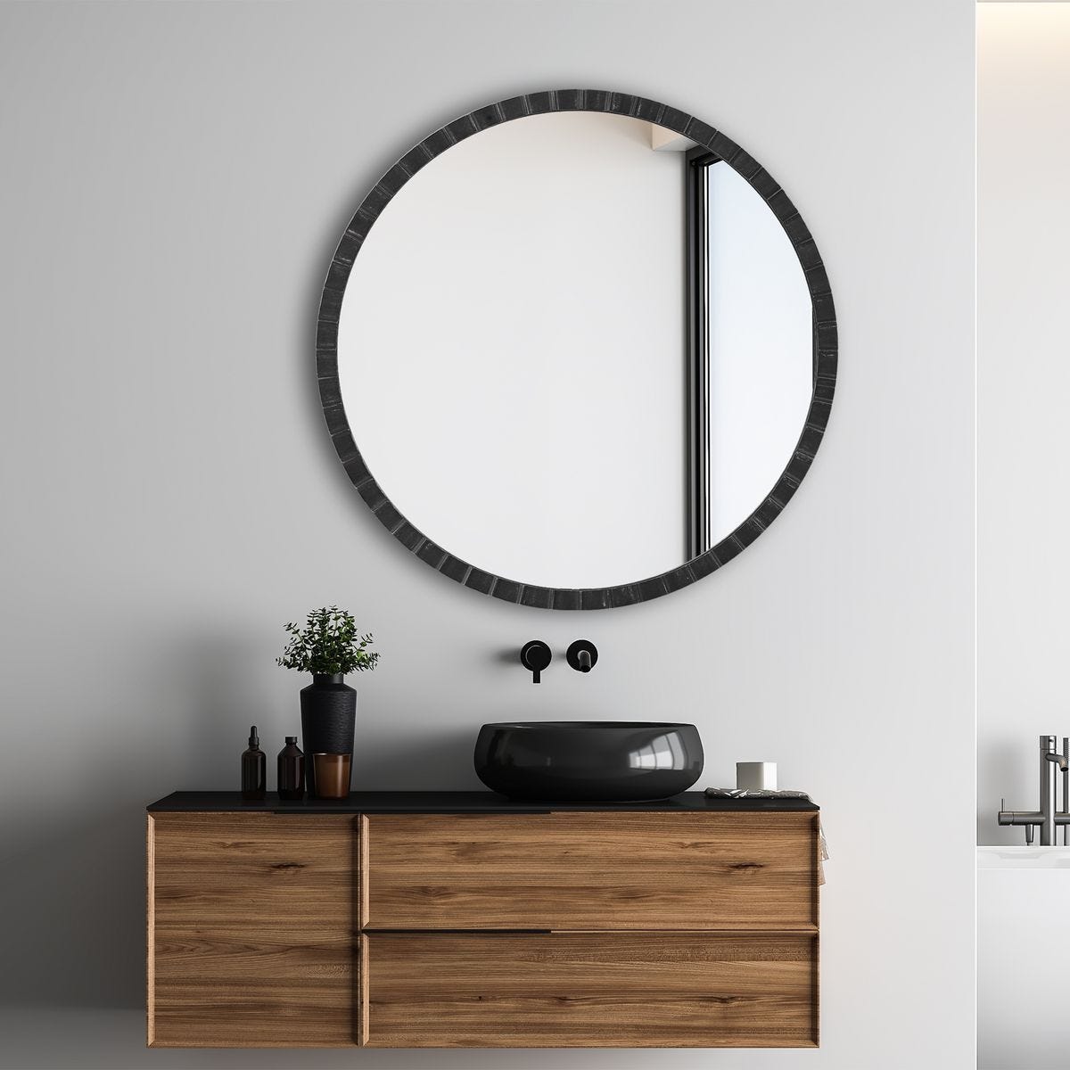 Dandridge Round Mirror, Black – Mirrors by Uttermost | Sutter & Vale
