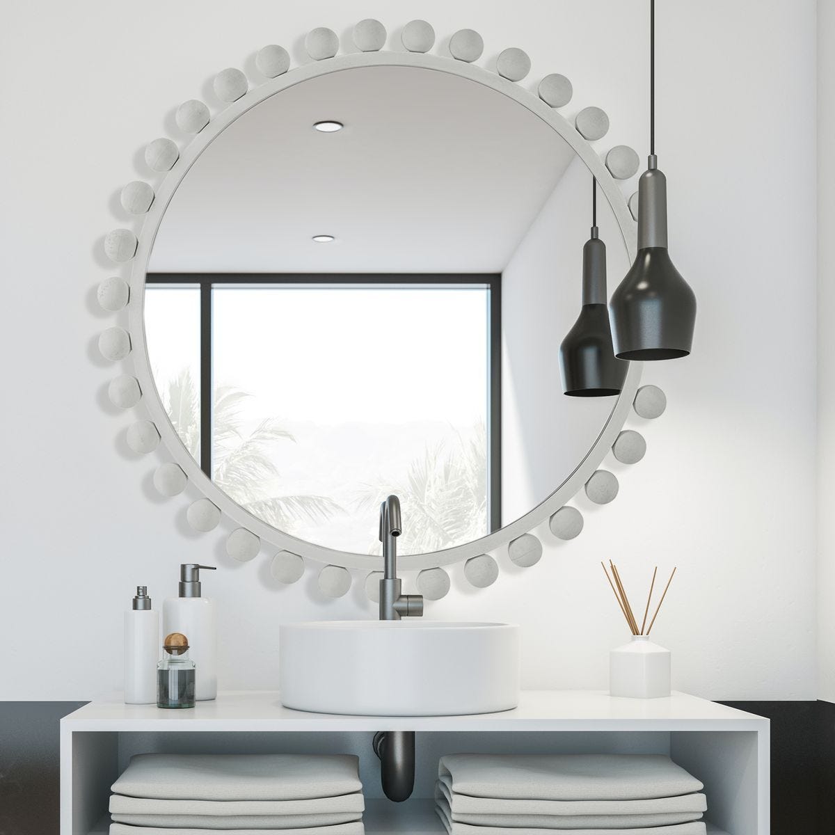 Cyra Round Mirror, White – Mirrors by Uttermost | Sutter & Vale