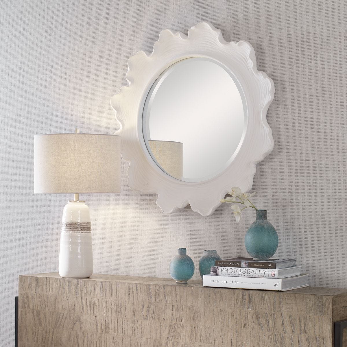 Sea Coral Round Mirror, White – Mirrors by Uttermost | Sutter & Vale