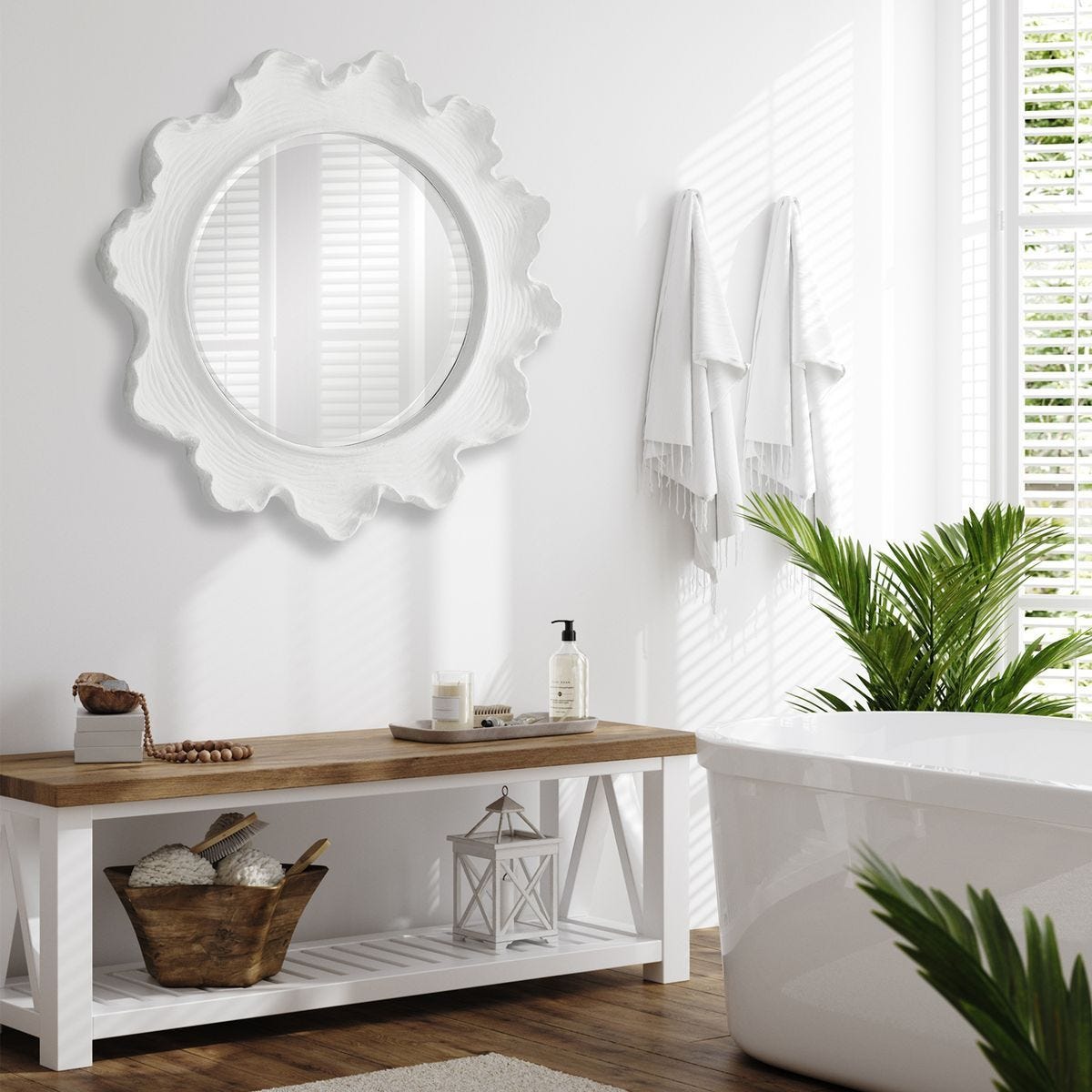 Sea Coral Round Mirror, White – Mirrors by Uttermost | Sutter & Vale