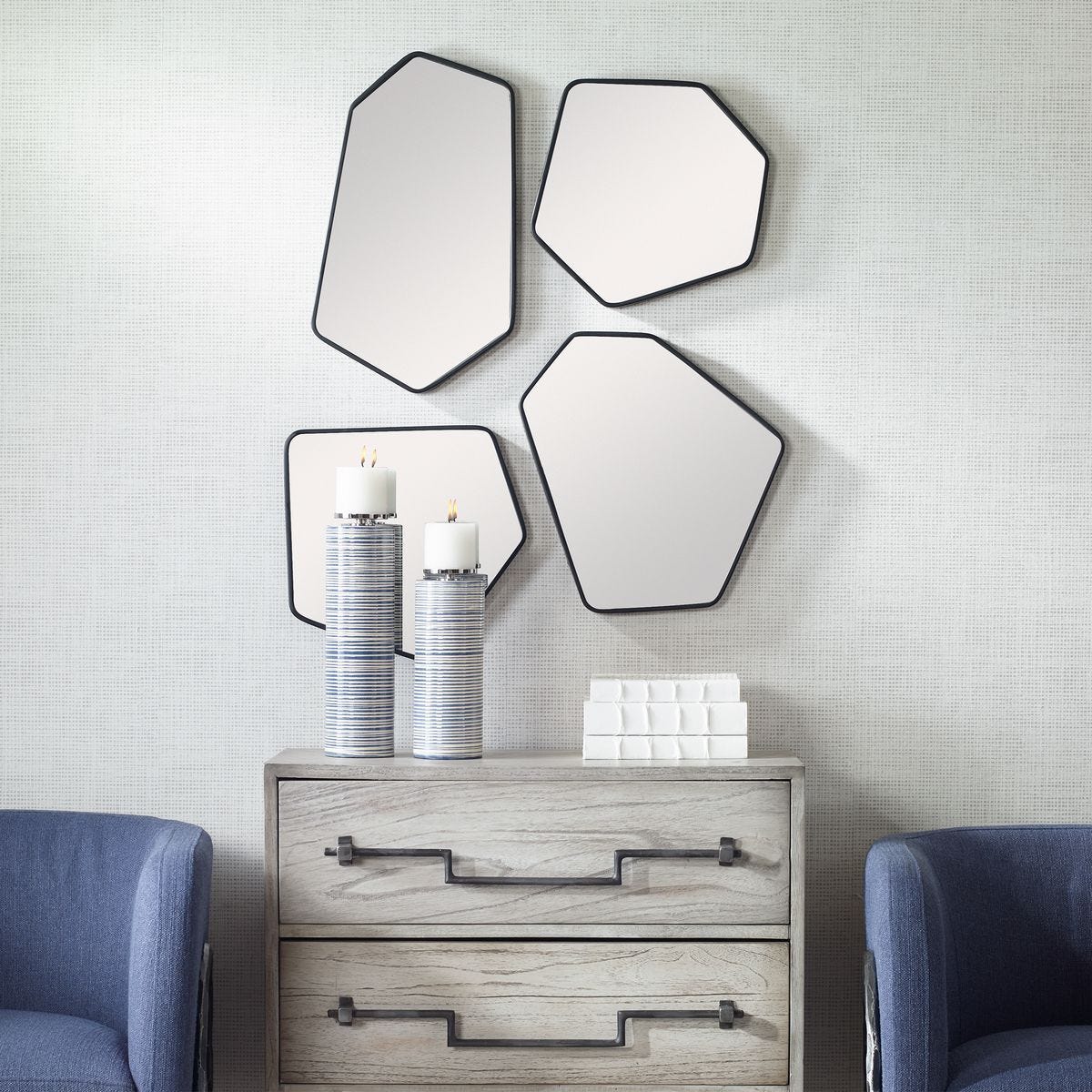 Linneah Mirrors, Black, S/4 – Mirrors by Uttermost | Sutter & Vale