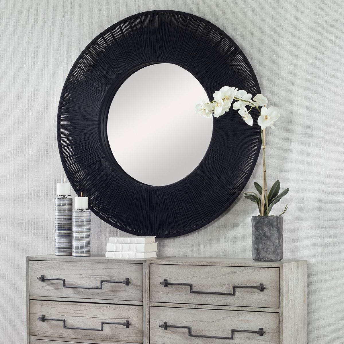 Sailor's Knot Round Mirror, Black – Mirrors by Uttermost | Sutter & Vale