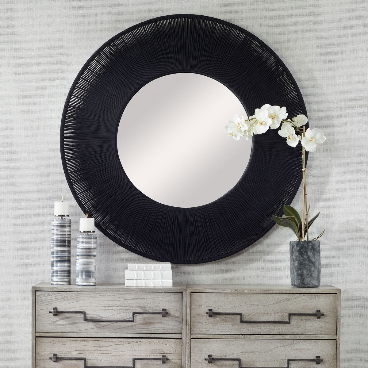 Sailor's Knot Round Mirror, Black – Mirrors by Uttermost | Sutter & Vale