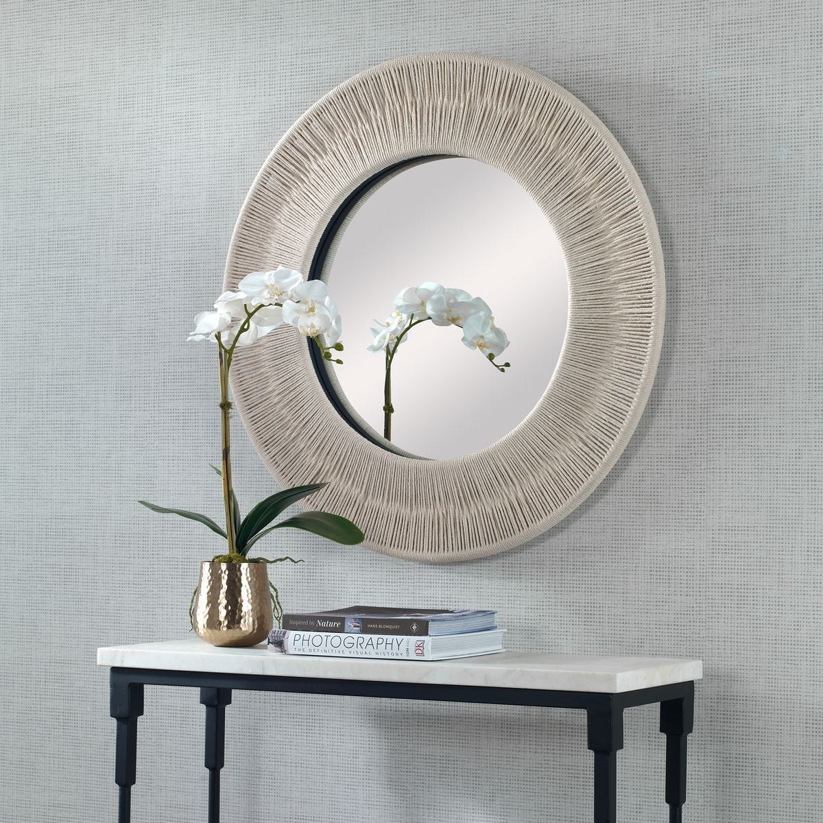 Sailor's Knot Small Round Mirror, White – Mirrors by Uttermost | Sutter & Vale