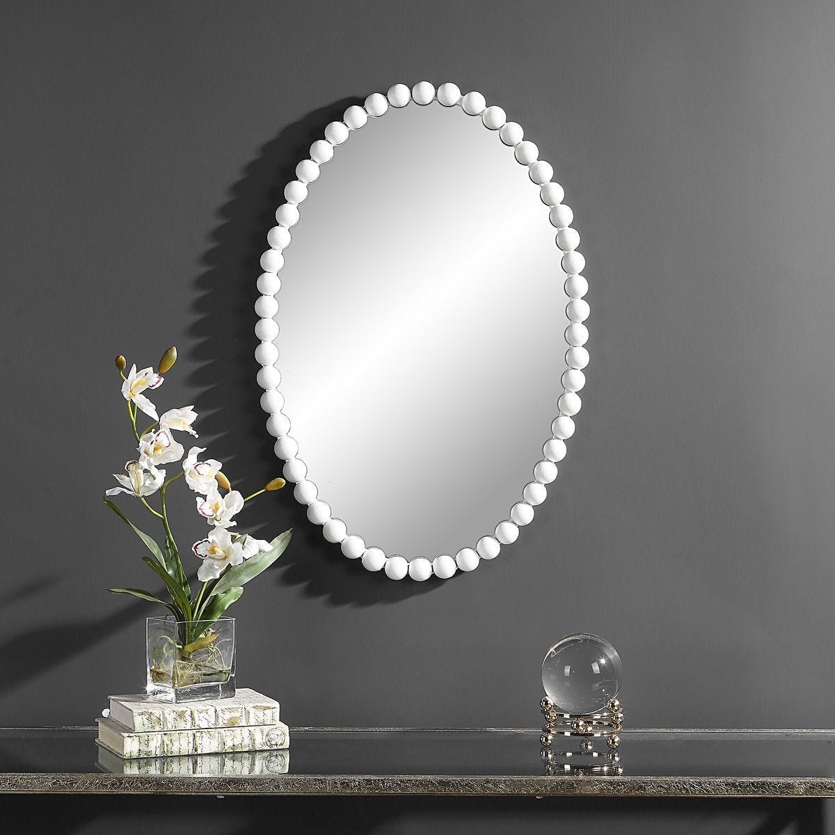 Serna Oval Mirror, White – Mirrors by Uttermost | Sutter & Vale