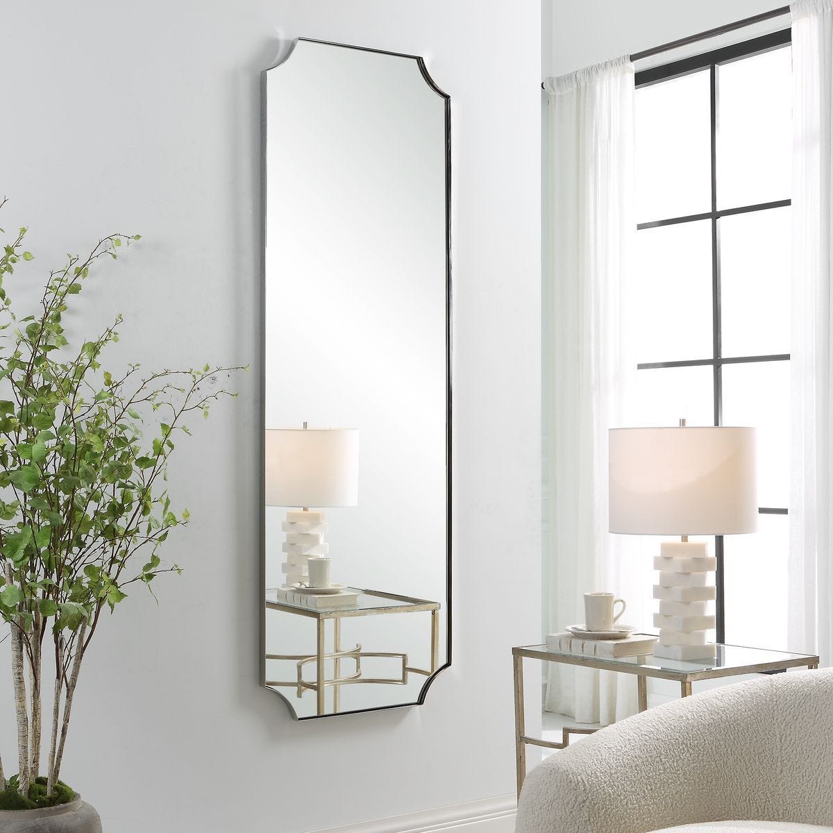 Lennox Tall Mirror, Nickel – Mirrors by Uttermost | Sutter & Vale