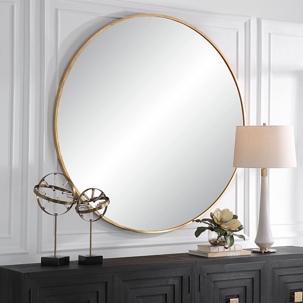 Junius Large Round Mirror, Gold – Mirrors by Uttermost | Sutter & Vale