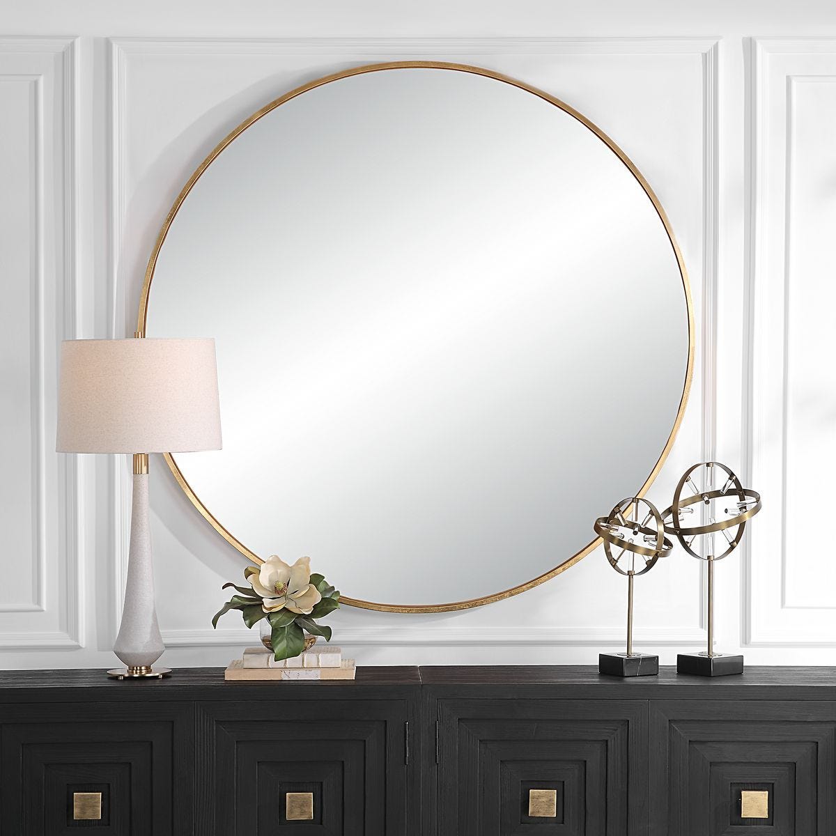 Junius Large Round Mirror, Gold – Mirrors by Uttermost | Sutter & Vale
