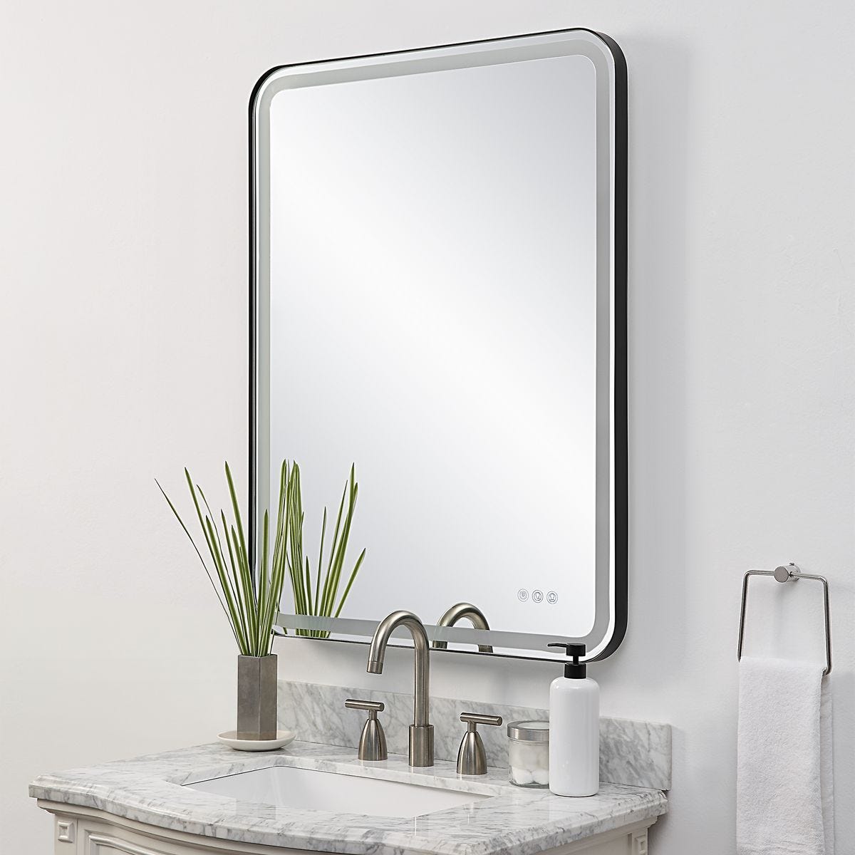 Crofton Lighted Large Mirror, Black – Mirrors by Uttermost | Sutter & Vale