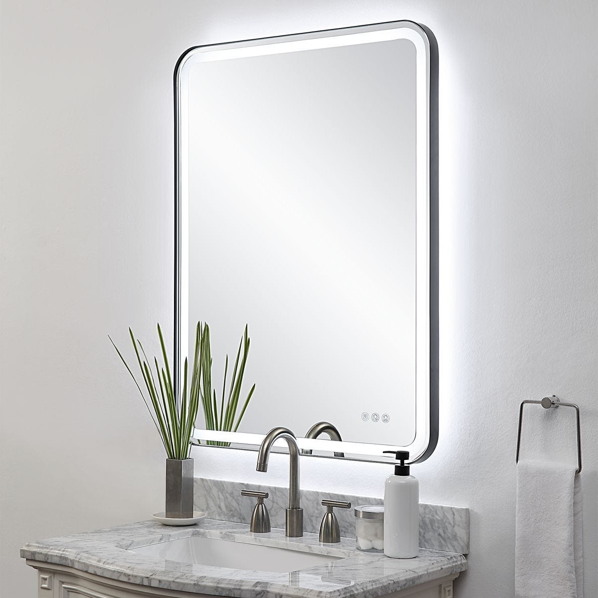 Crofton Lighted Large Mirror, Black – Mirrors by Uttermost | Sutter & Vale