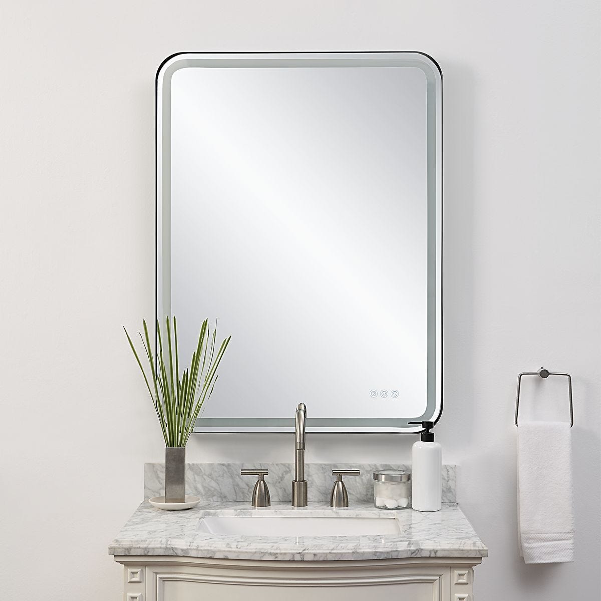 Crofton Lighted Large Mirror, Black – Mirrors by Uttermost | Sutter & Vale