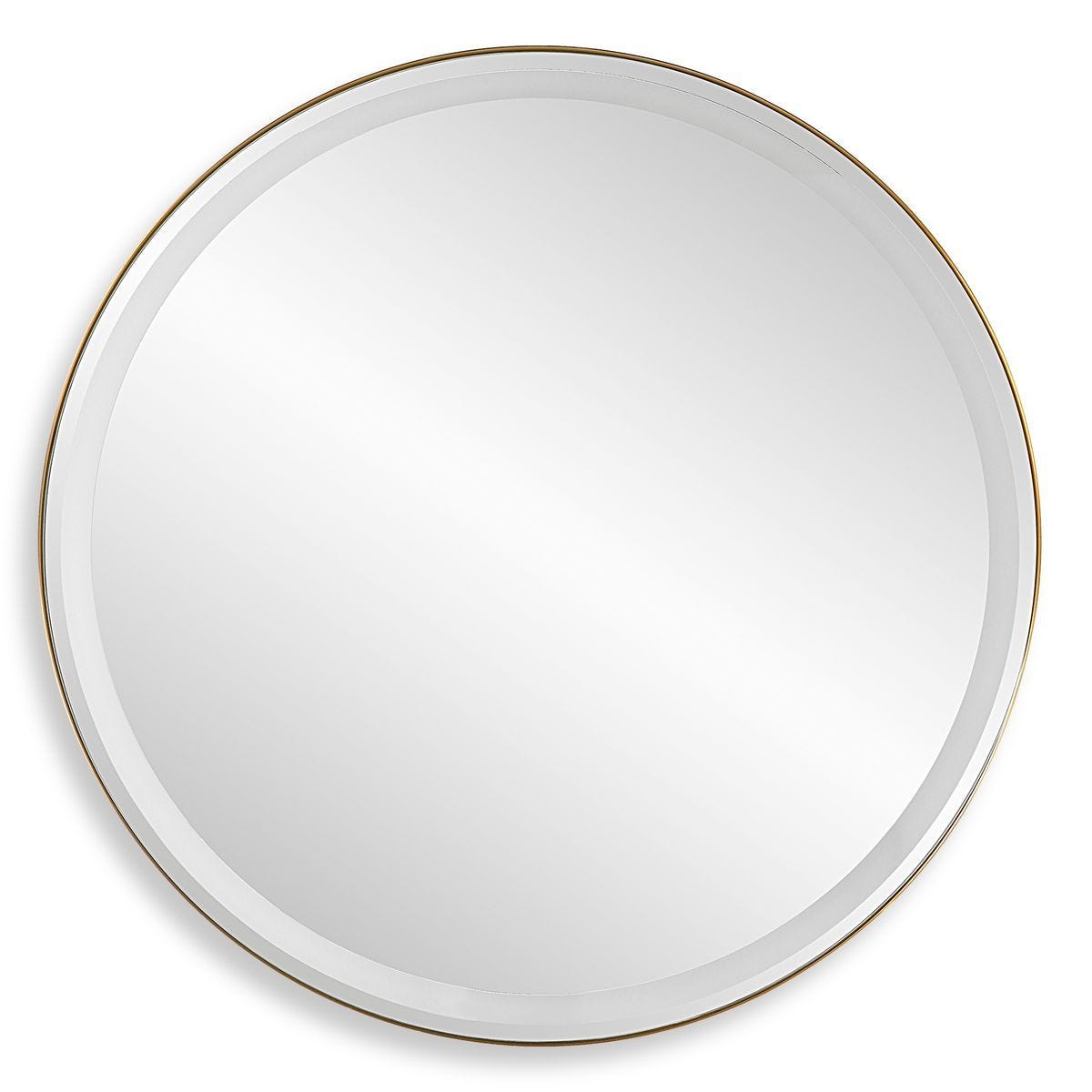 Crofton Lighted Round Mirror, Brass – Mirrors by Uttermost | Sutter & Vale