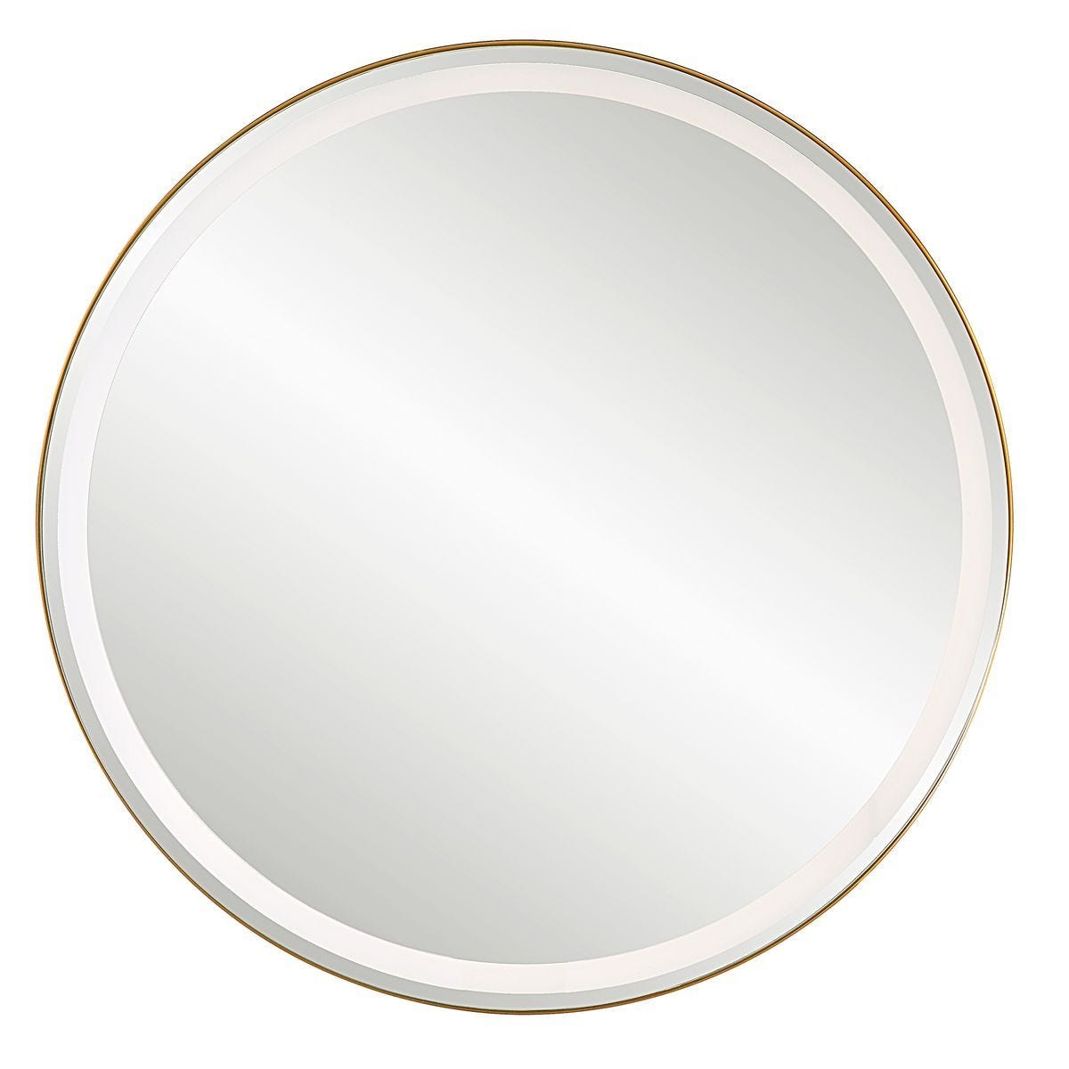 Crofton Lighted Round Mirror, Brass – Mirrors by Uttermost | Sutter & Vale