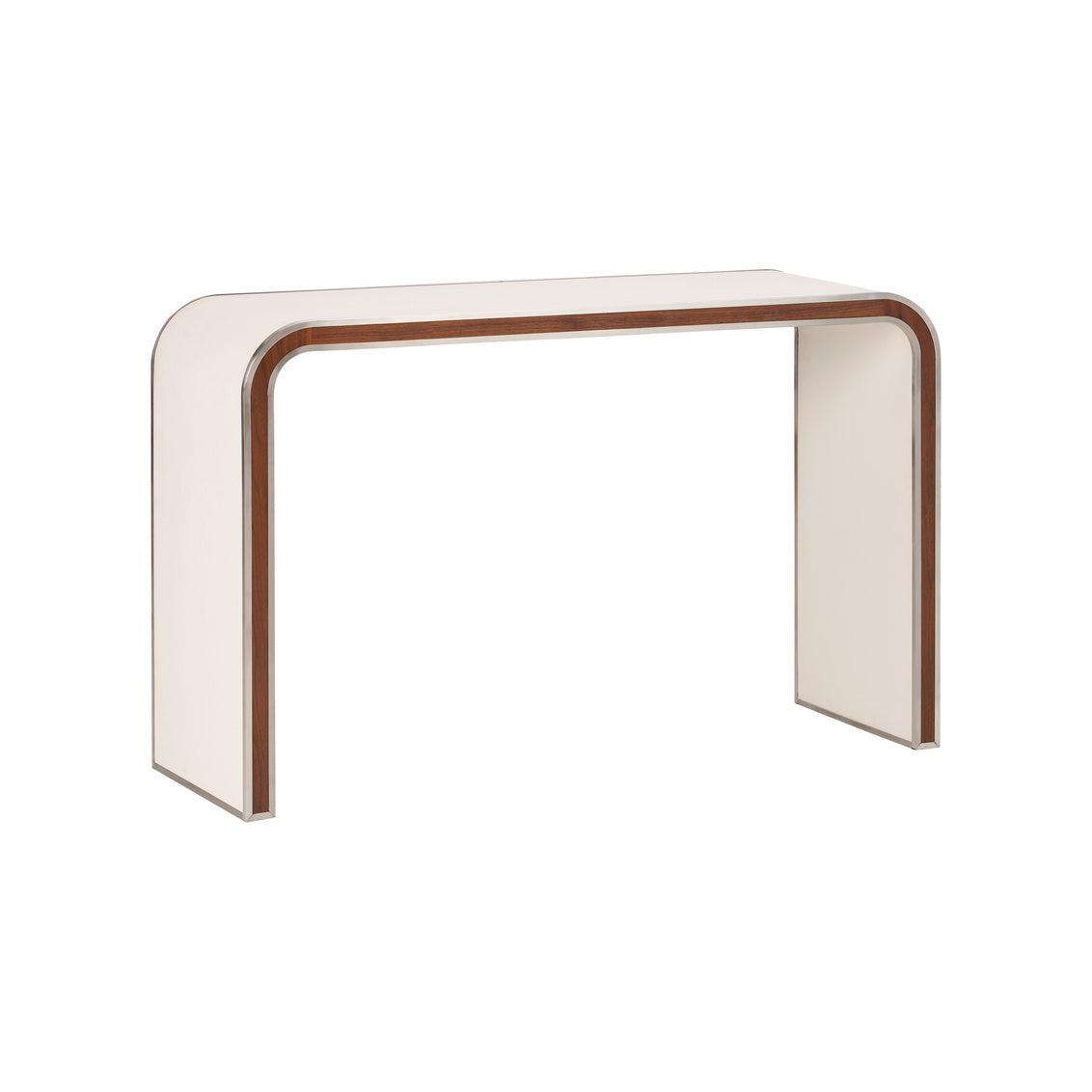 Arden Console – White in White/Walnut/Nickel / Leather - Chelsea House