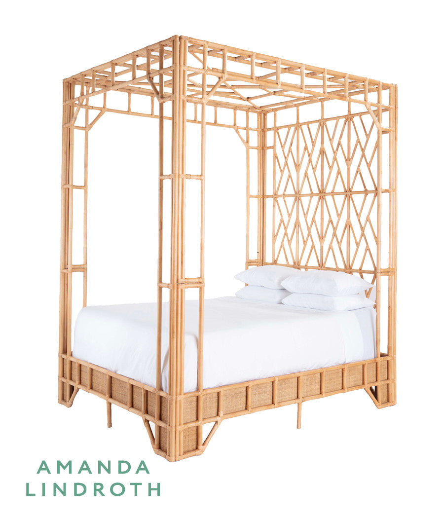 Paradise Canopy Bed - Queen in Natural / Rattan - Chelsea House