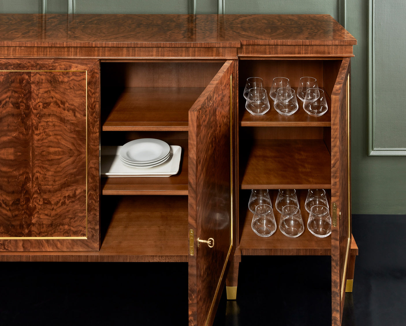 Modern History Large Walnut Breakfront Cabinet MH1184F01