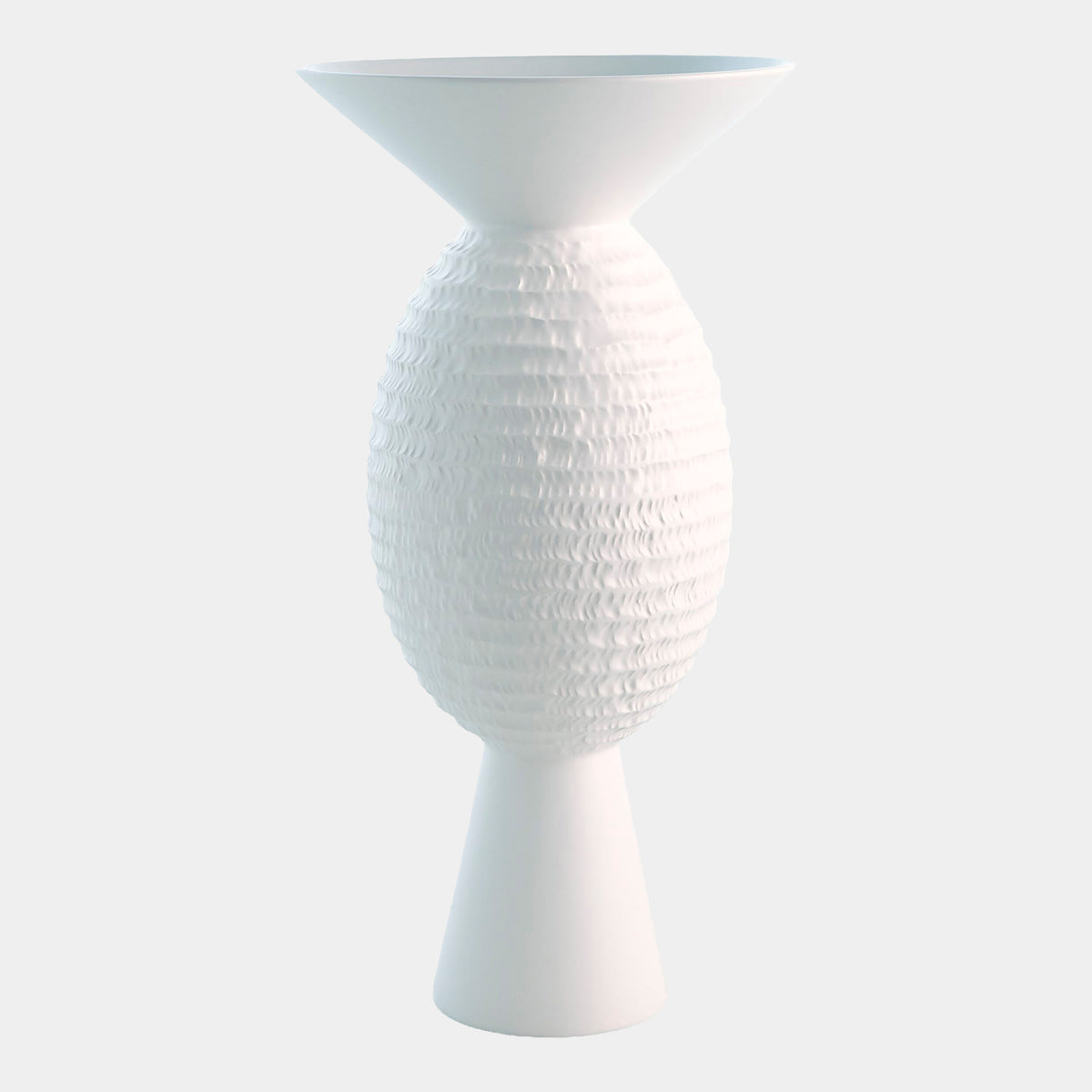 Talla Chiseled Orb Vase-Matte White