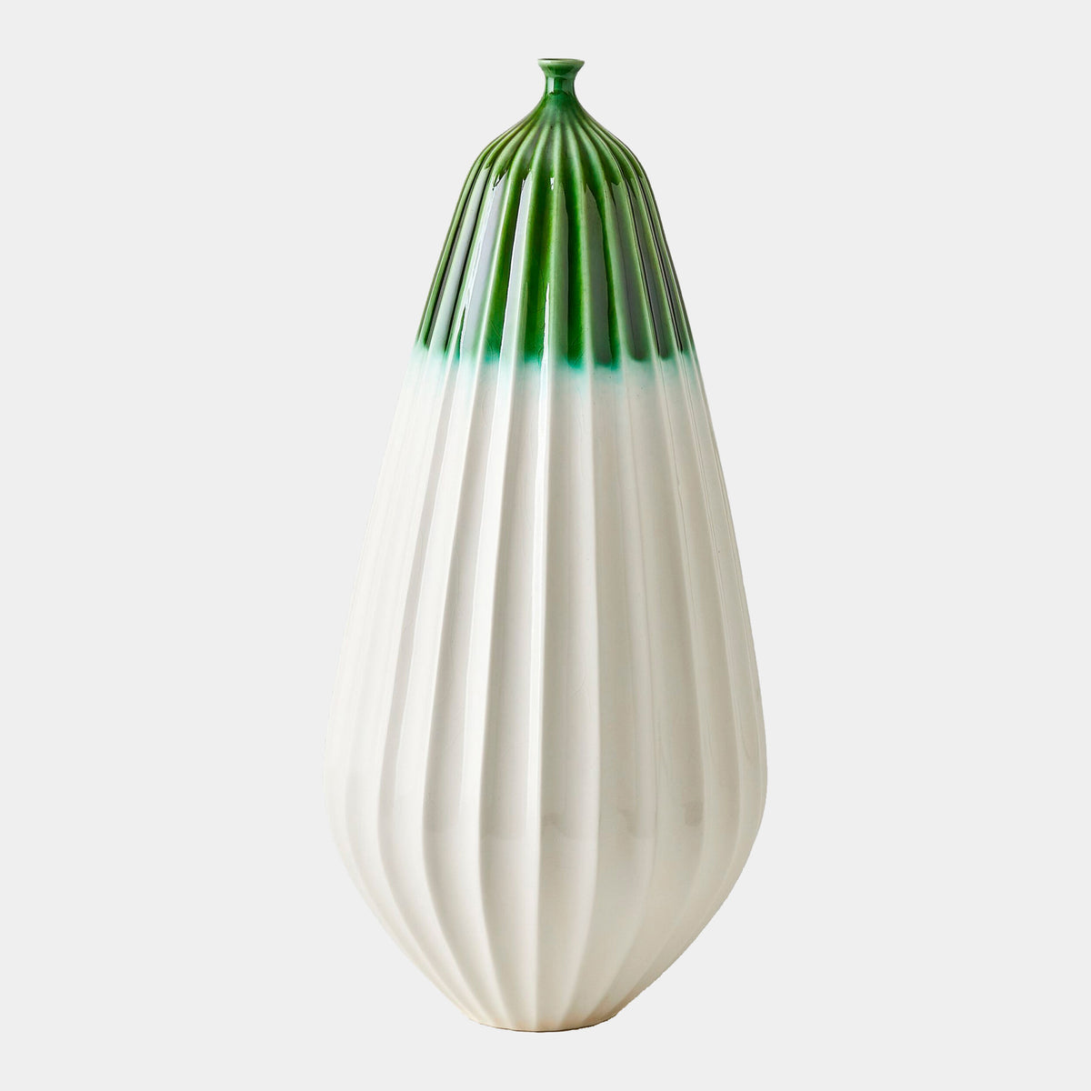 Furrow Vase-Emerald-Lg