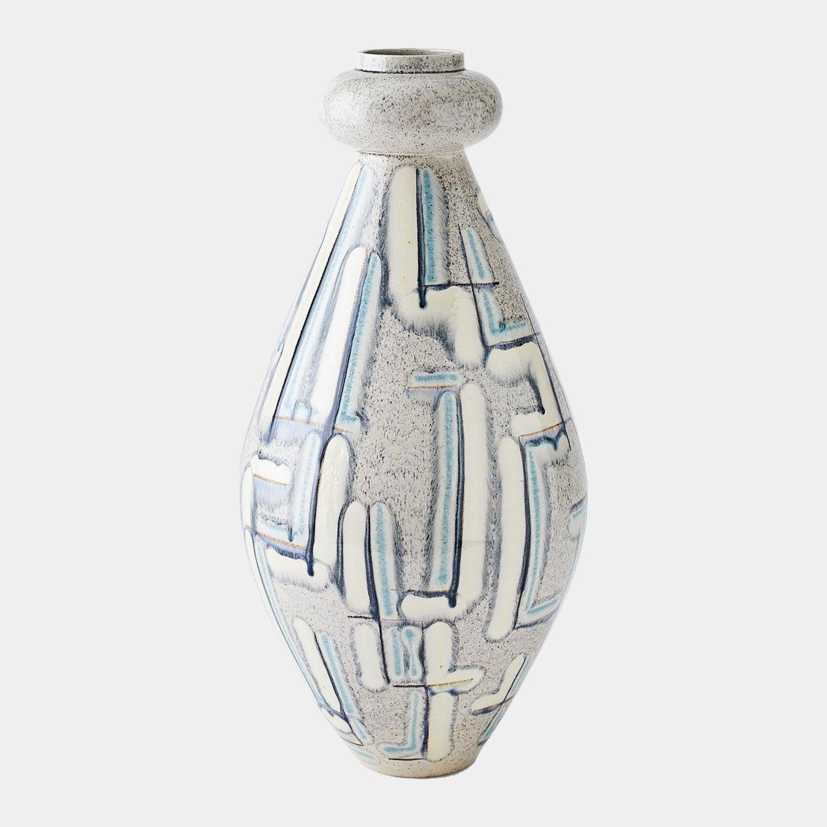 Spindle Vase-Gray/Blue Painted-Med