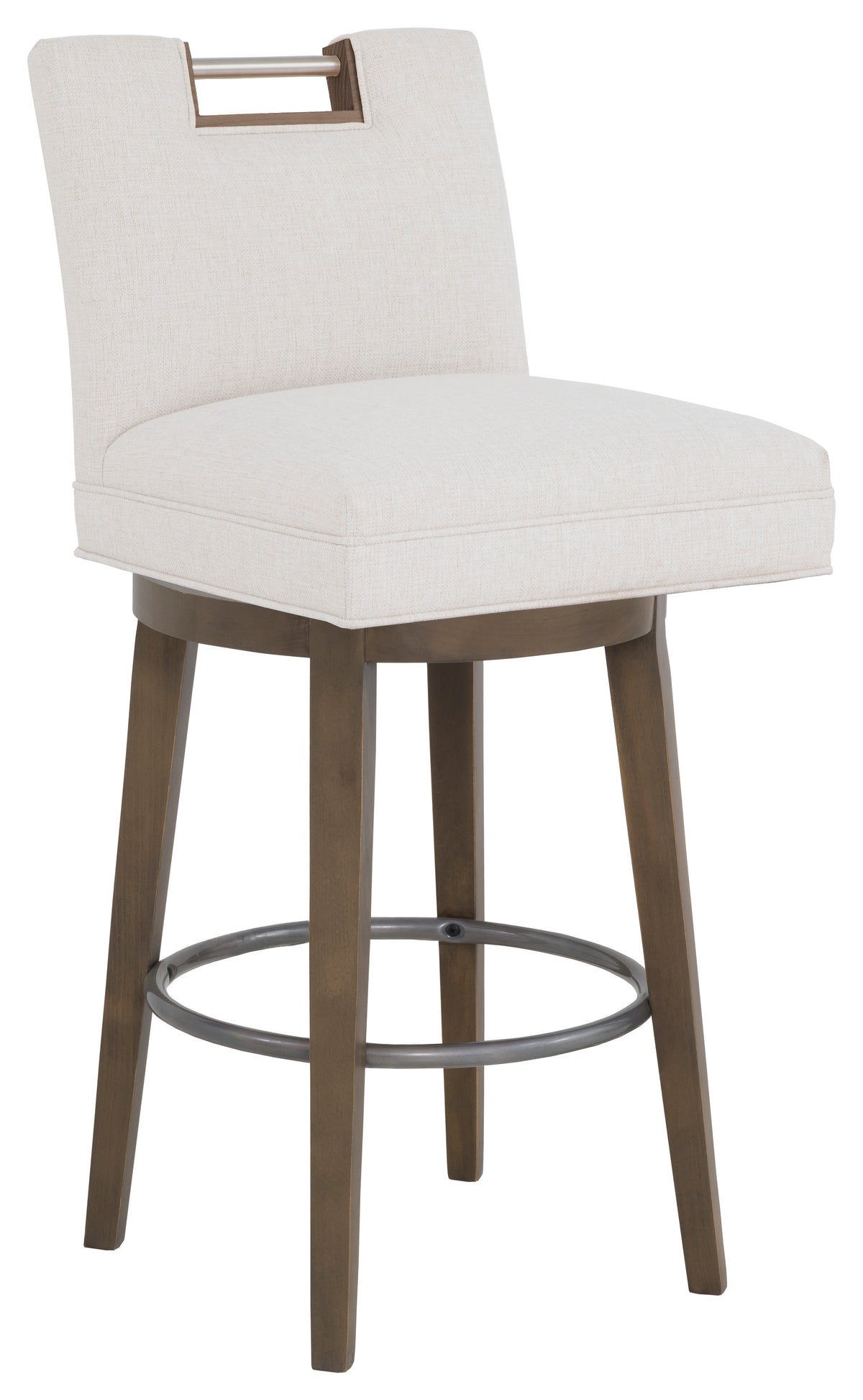 Nickel Metal Pull Short Back Leather Swivel Bar Stool (L-1260-08) - Fairfield Chair
