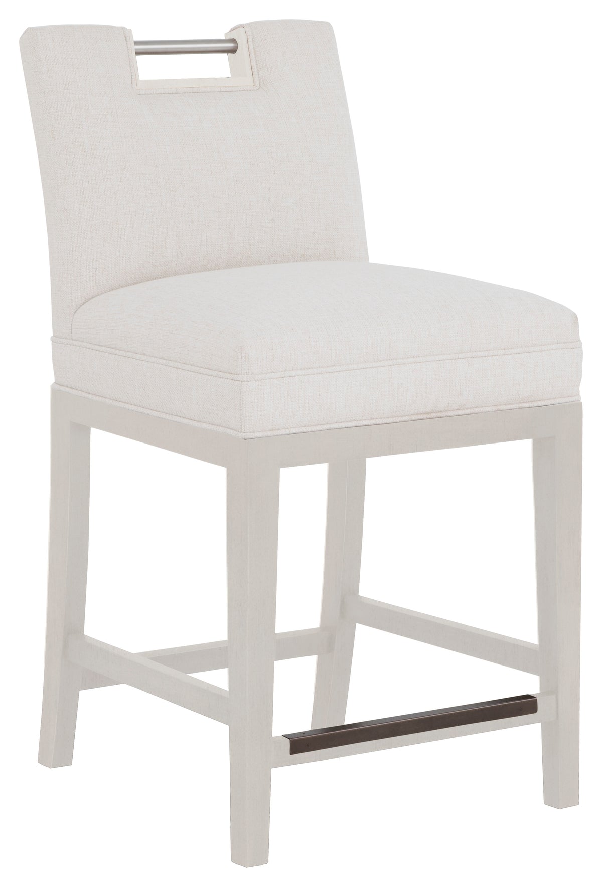 Nickel Metal Pull Short Back Leather Counter Stool (L-1260-C7-L) - Fairfield Chair