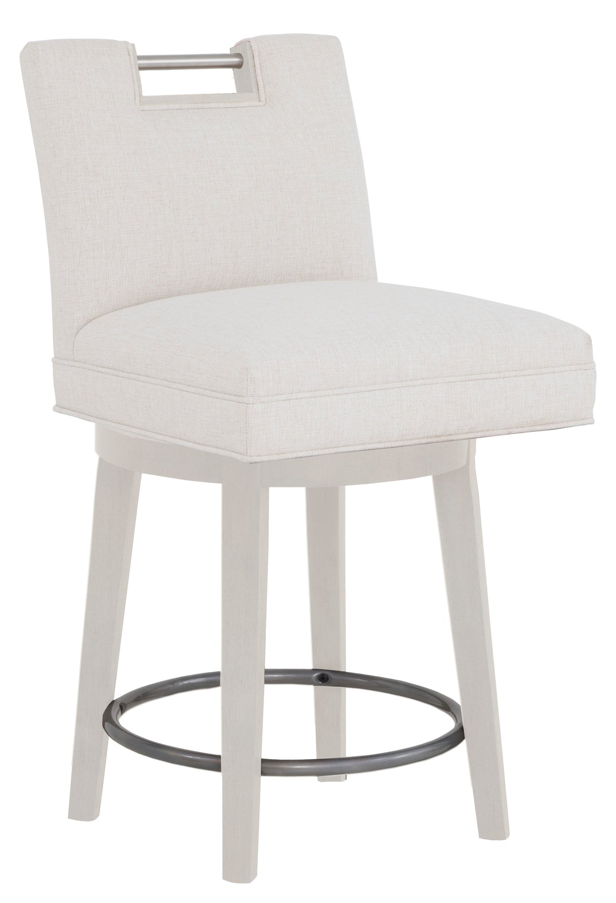 Nickel Metal Pull Short Back Leather Swivel Counter Stool (L-1260-C8-L) - Fairfield Chair
