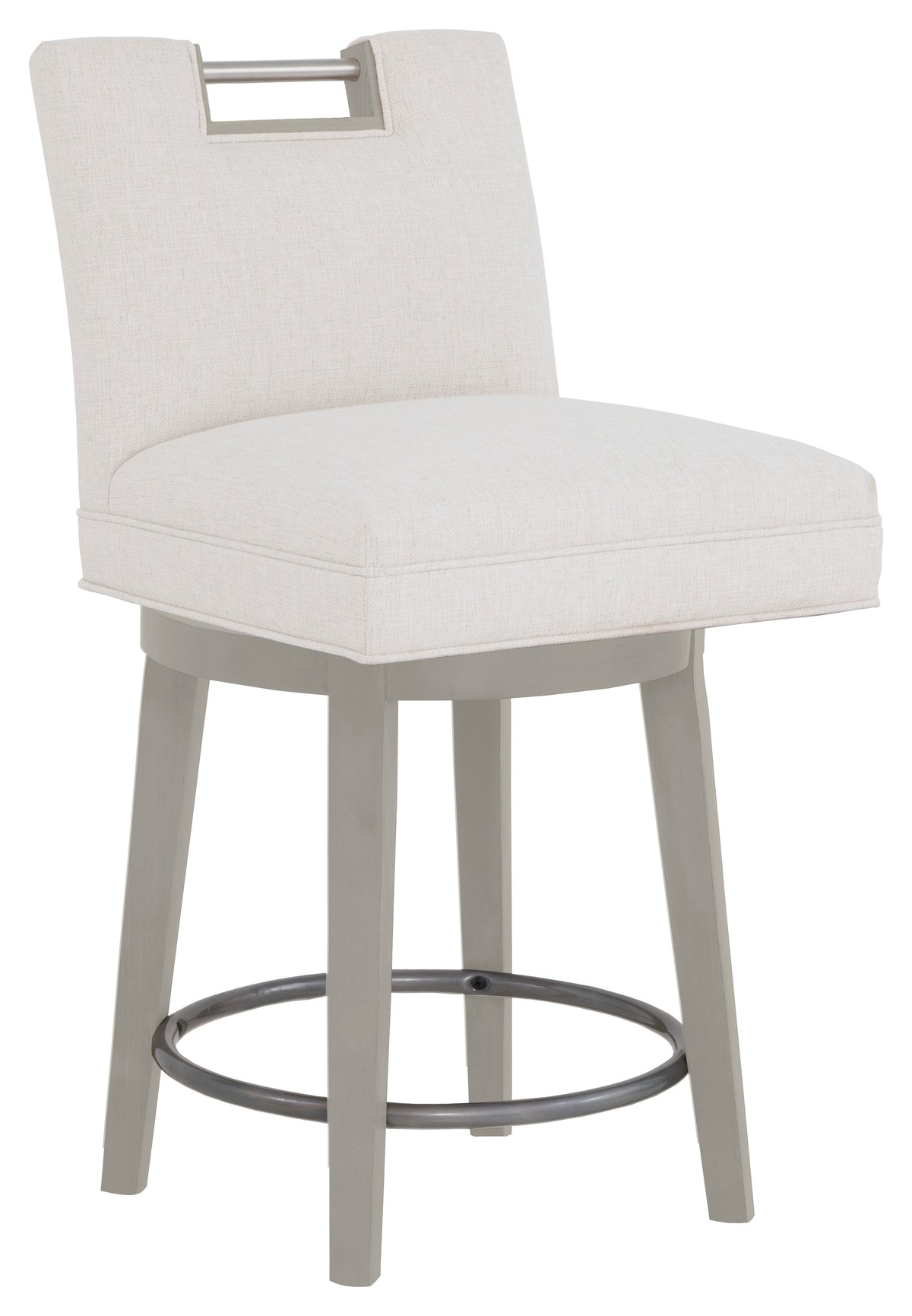 Nickel Metal Pull Short Back Leather Swivel Counter Stool (L-1260-C8-S) - Fairfield Chair